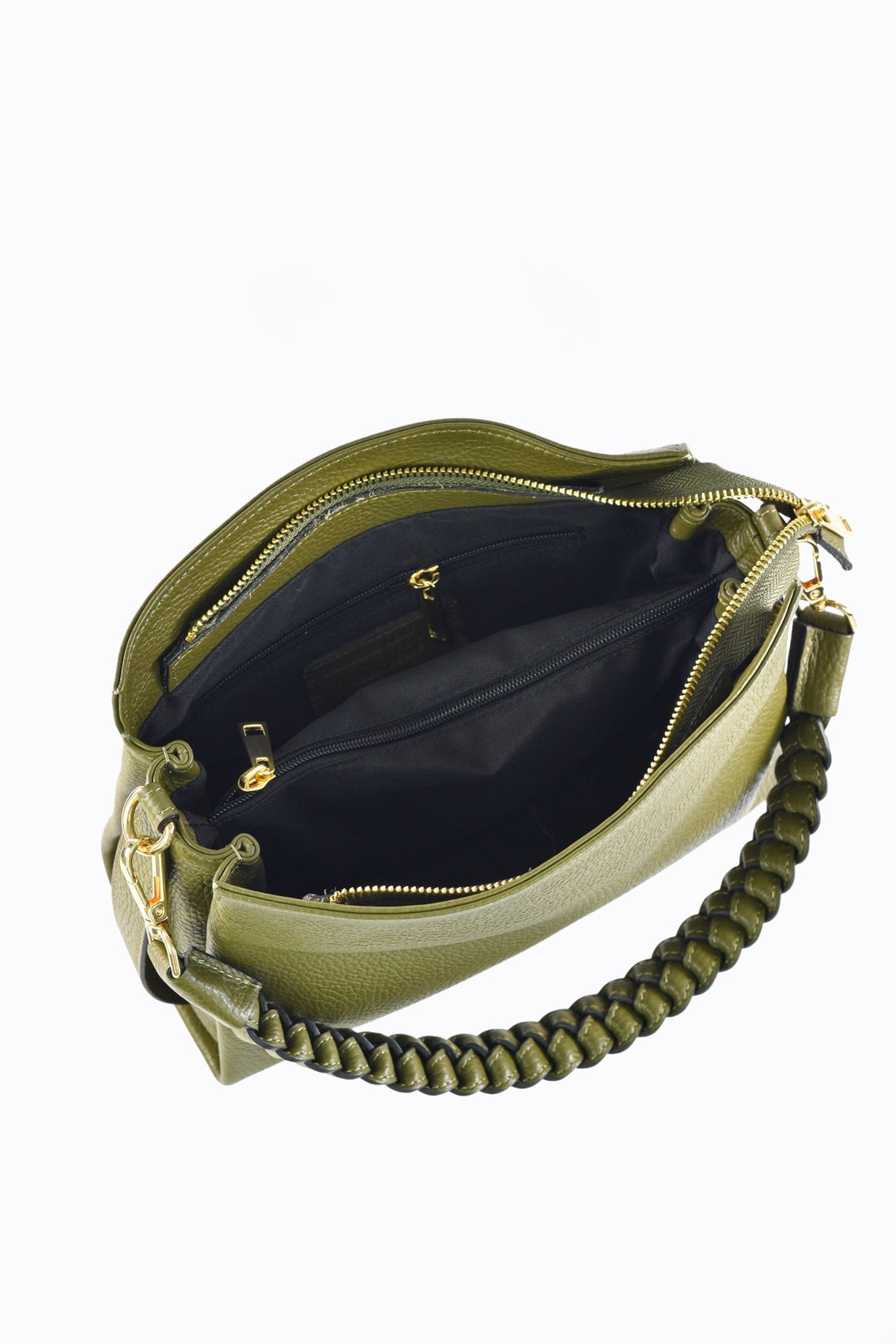 Braid Micro bag in Olive Green Dollar leather