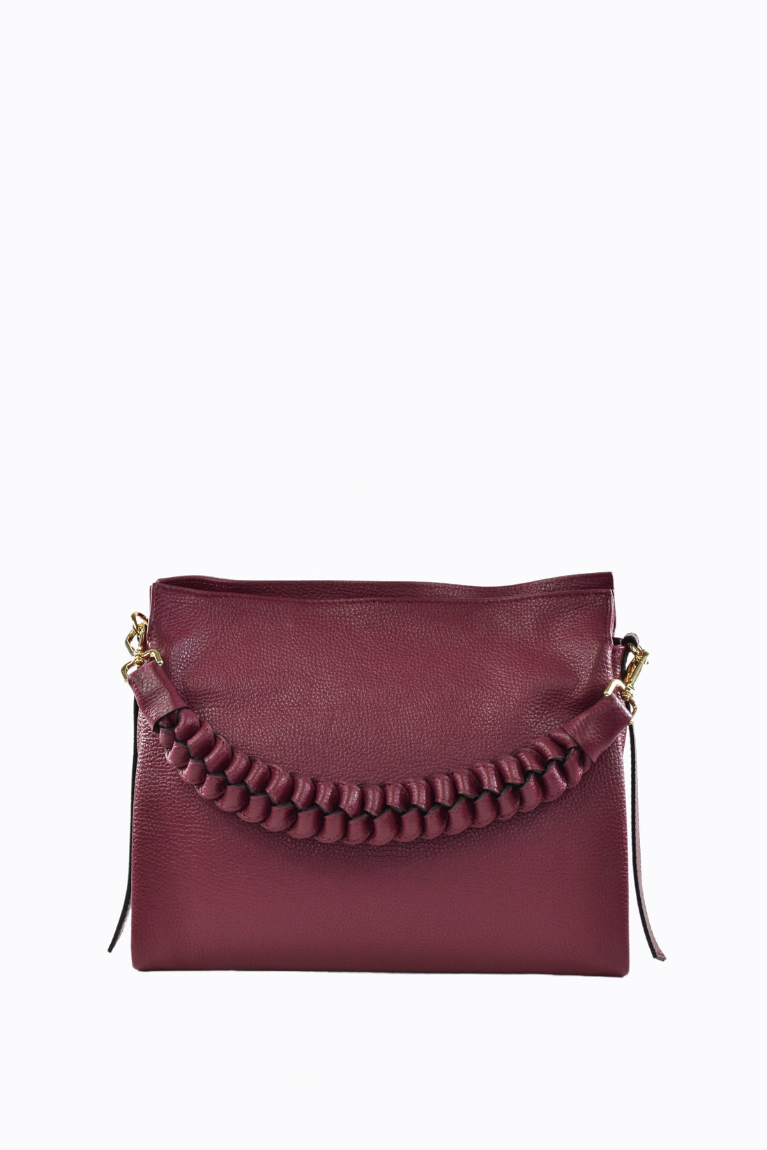 Borsa Braid in pelle Dollaro Rosso Borgogna