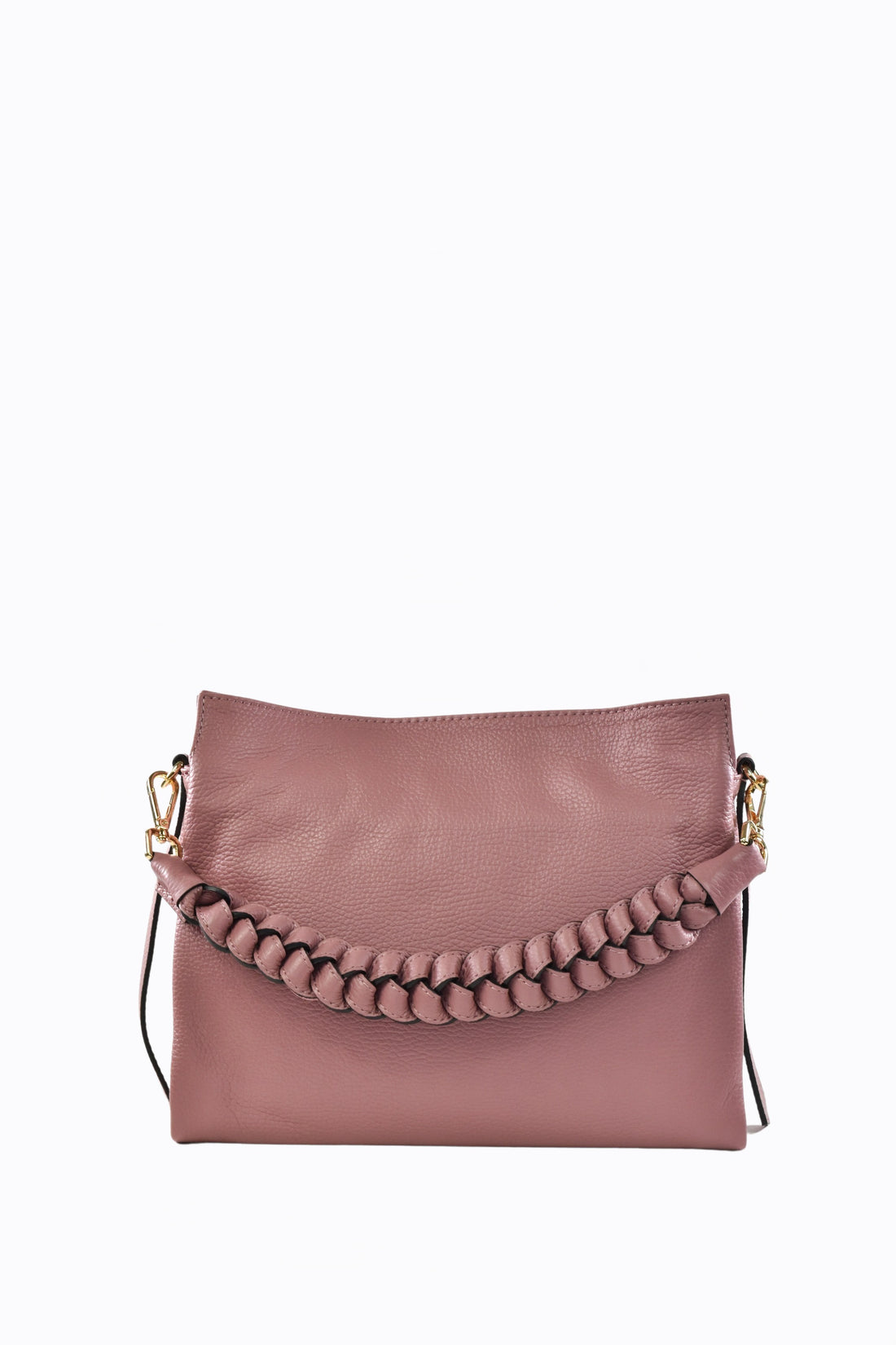 Borsa Braid in pelle Dollaro Rosa Antico