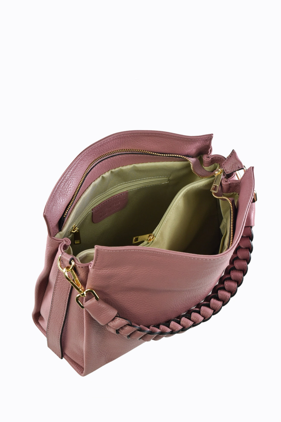 Borsa Braid in pelle Dollaro Rosa Antico