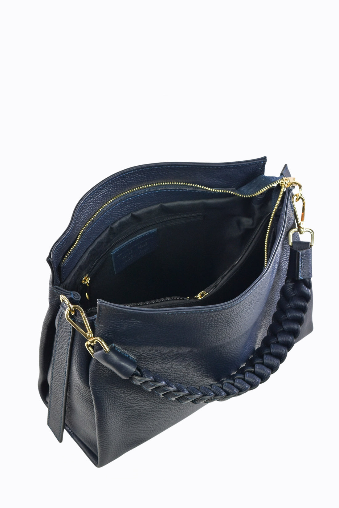 Borsa Braid in pelle Dollaro Blu Navy