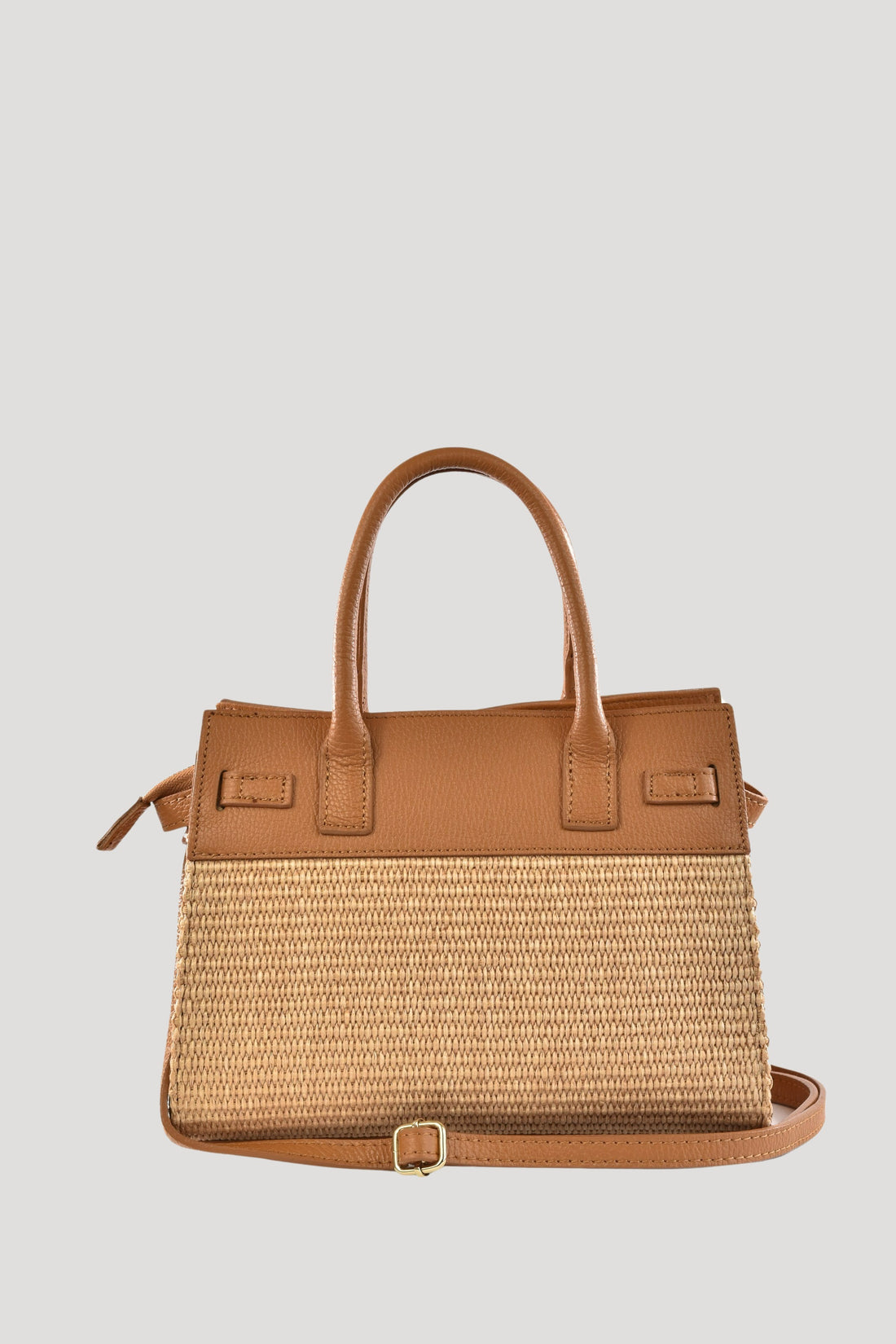 Borsa Grace in pelle Togo e rafia Cuoio