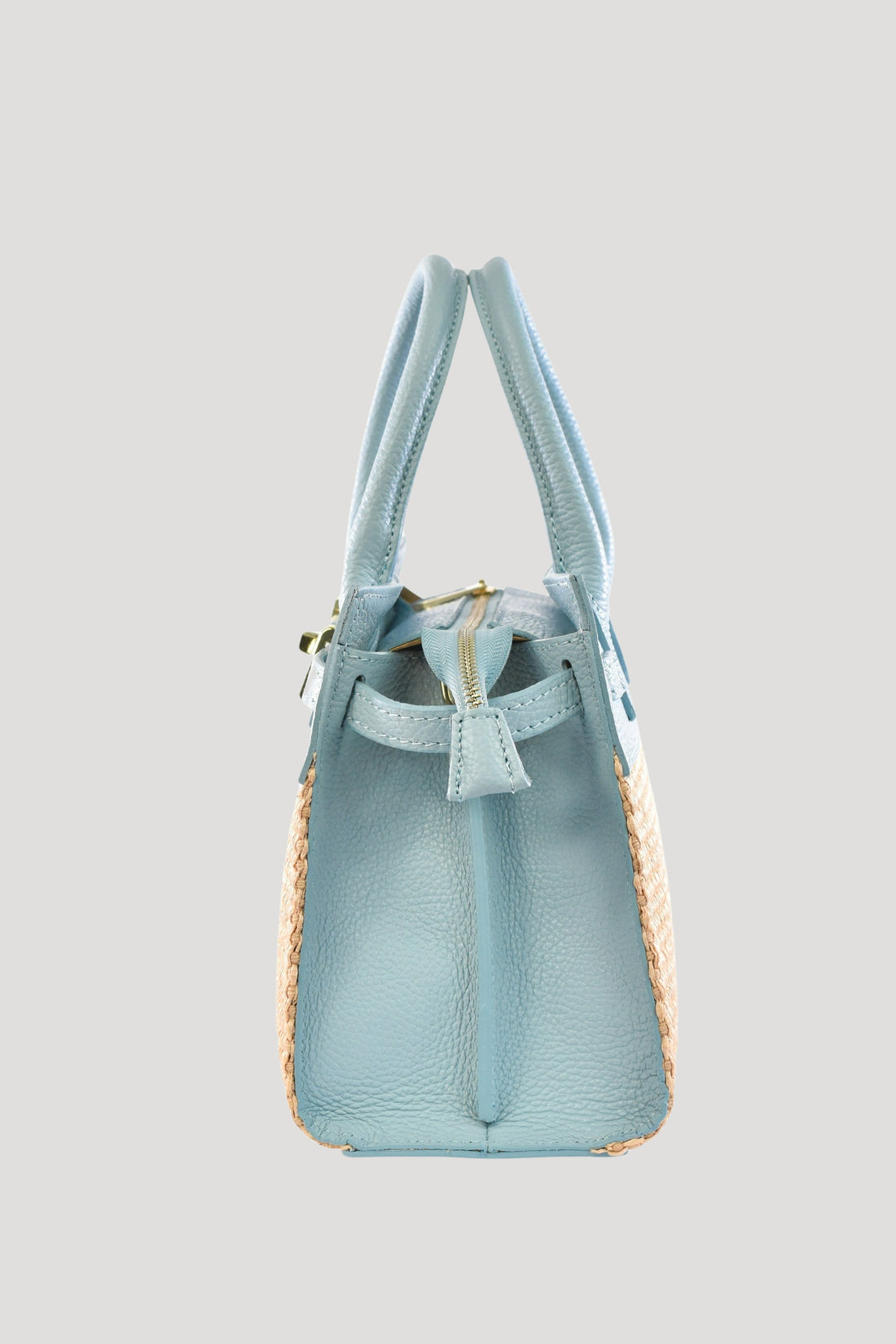 Borsa Grace in pelle Togo e rafia Celeste