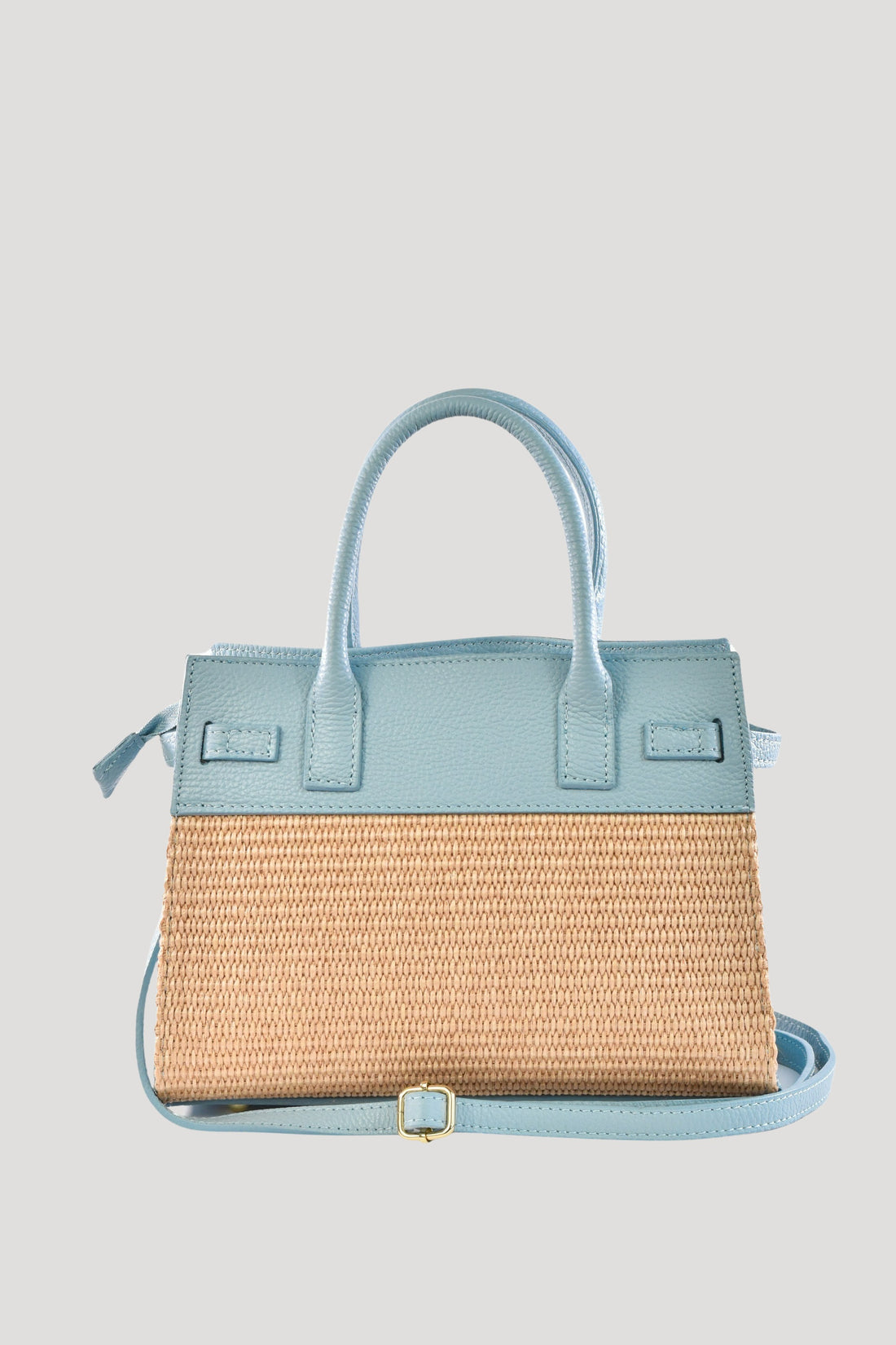 Borsa Grace in pelle Togo e rafia Celeste