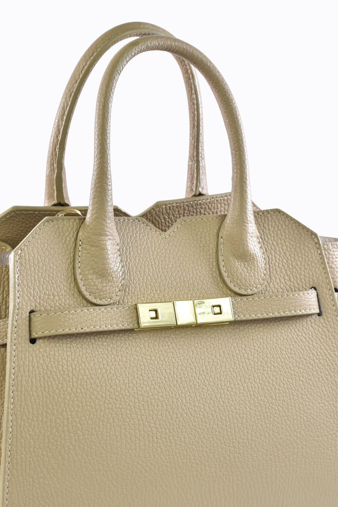 Borsa Meredith in pelle Togo Taupe chiaro