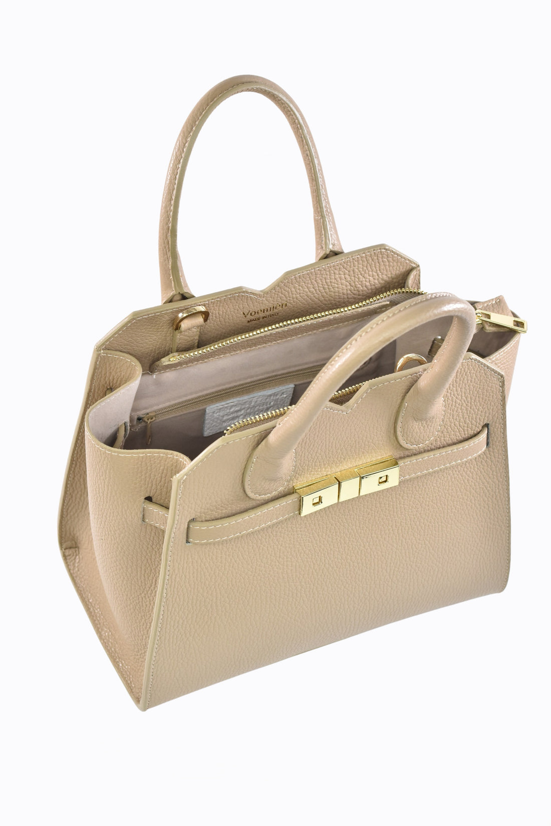 Borsa Meredith in pelle Togo Taupe chiaro