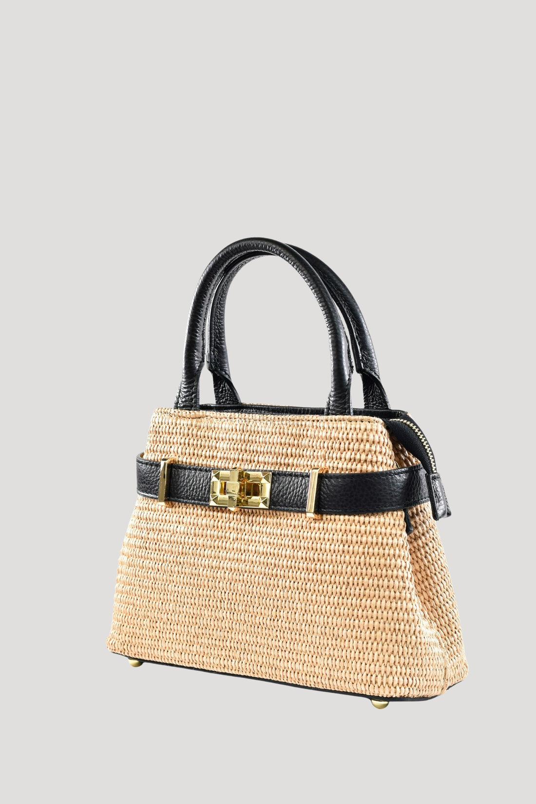 Borsa Elysia in pelle e rafia Nero