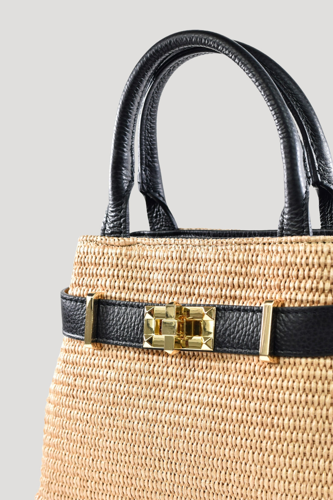 Borsa Elysia in pelle e rafia Nero