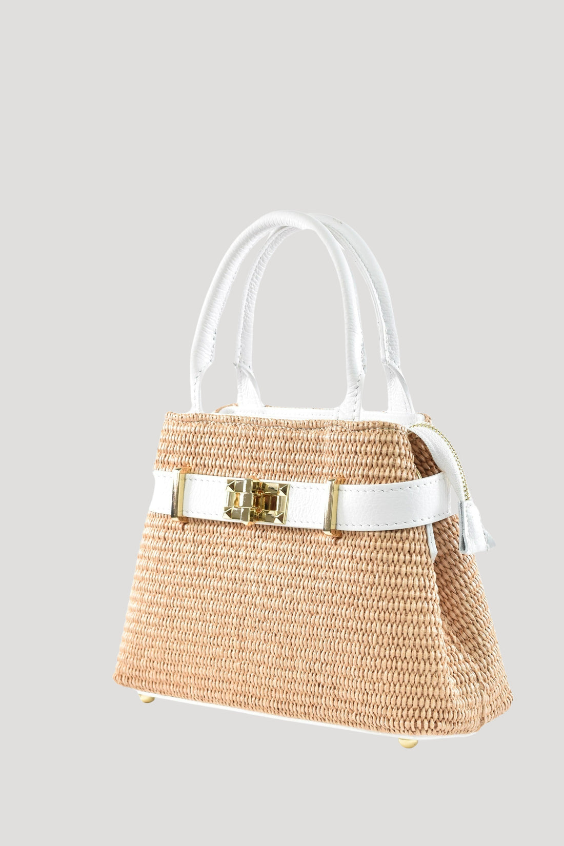 Borsa Elysia in pelle e rafia Bianco