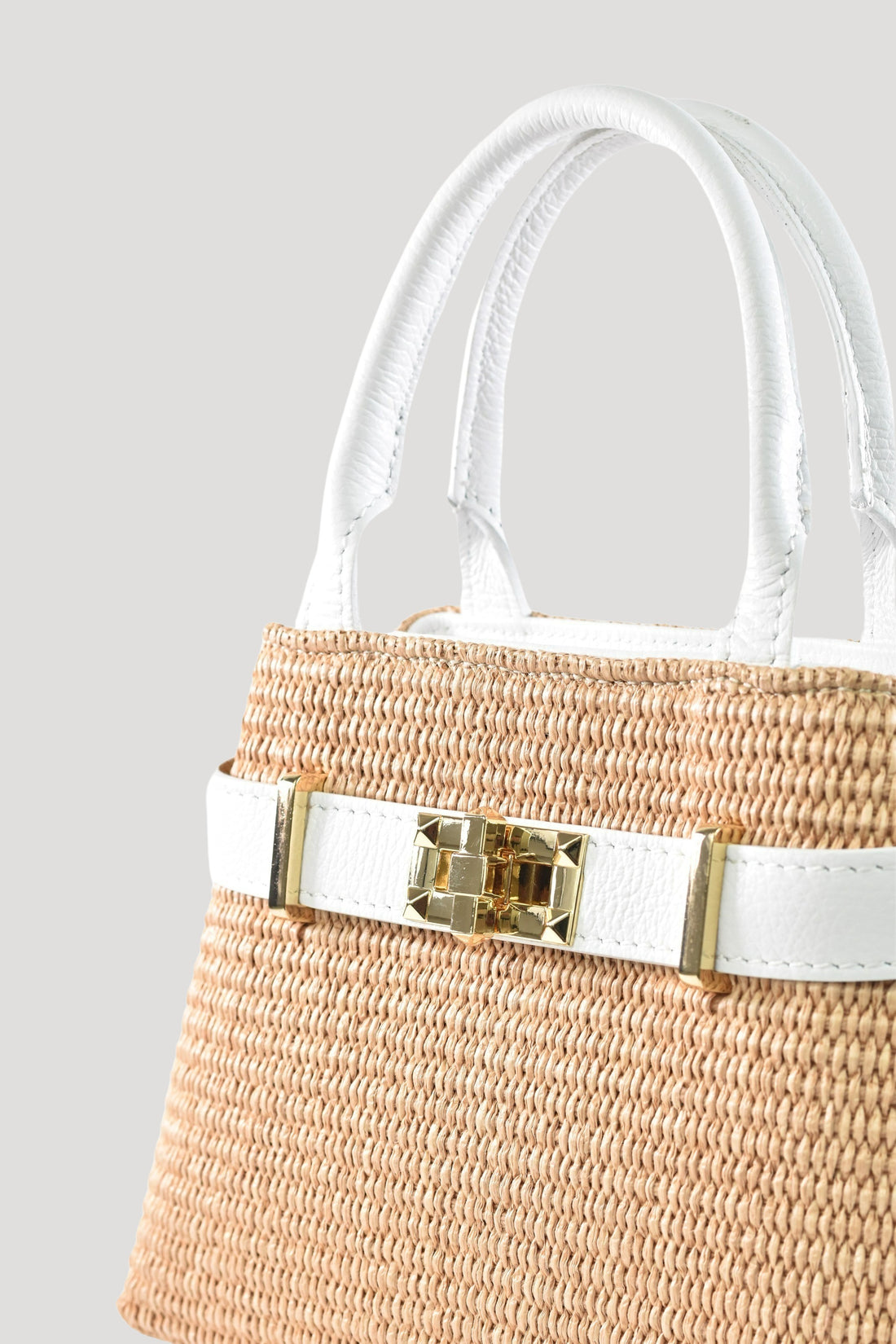 Borsa Elysia in pelle e rafia Bianco