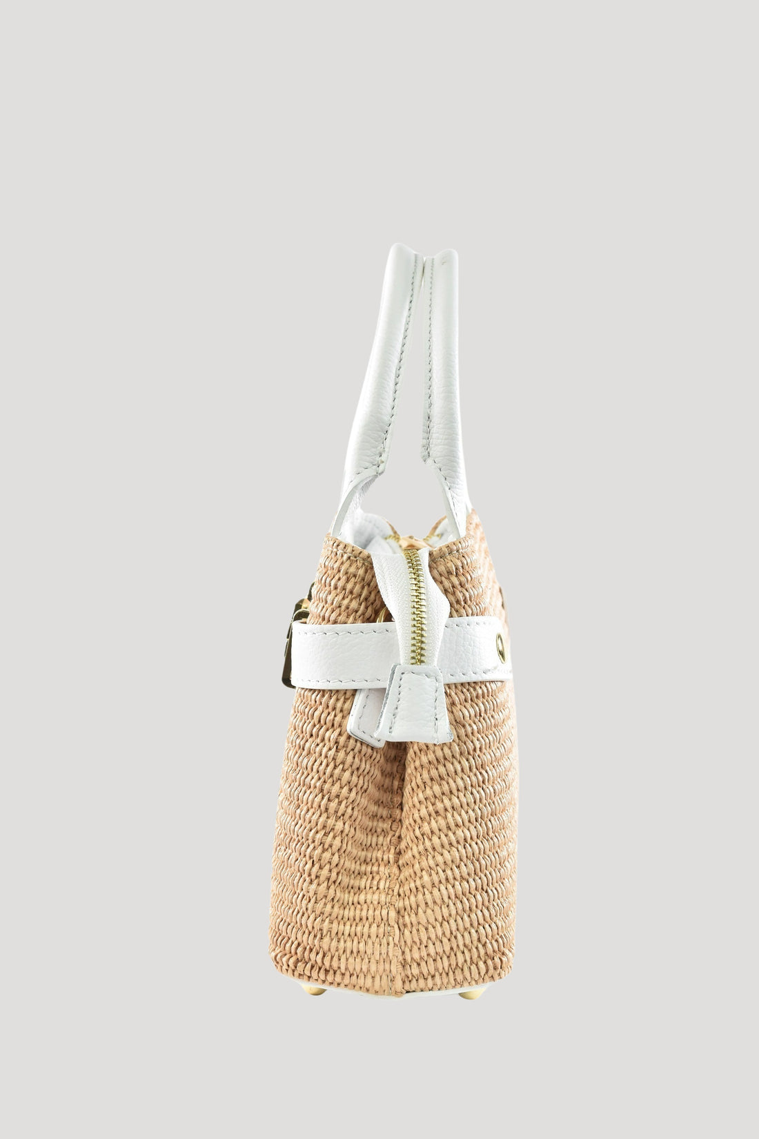 Borsa Elysia in pelle e rafia Bianco