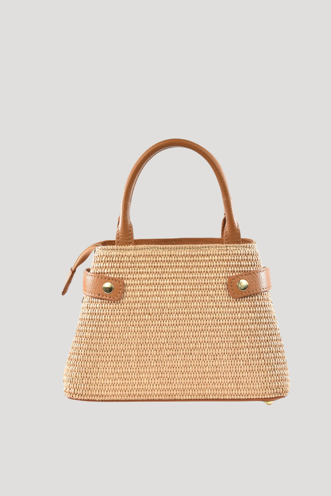 Borsa Elysia in pelle e rafia Cuoio