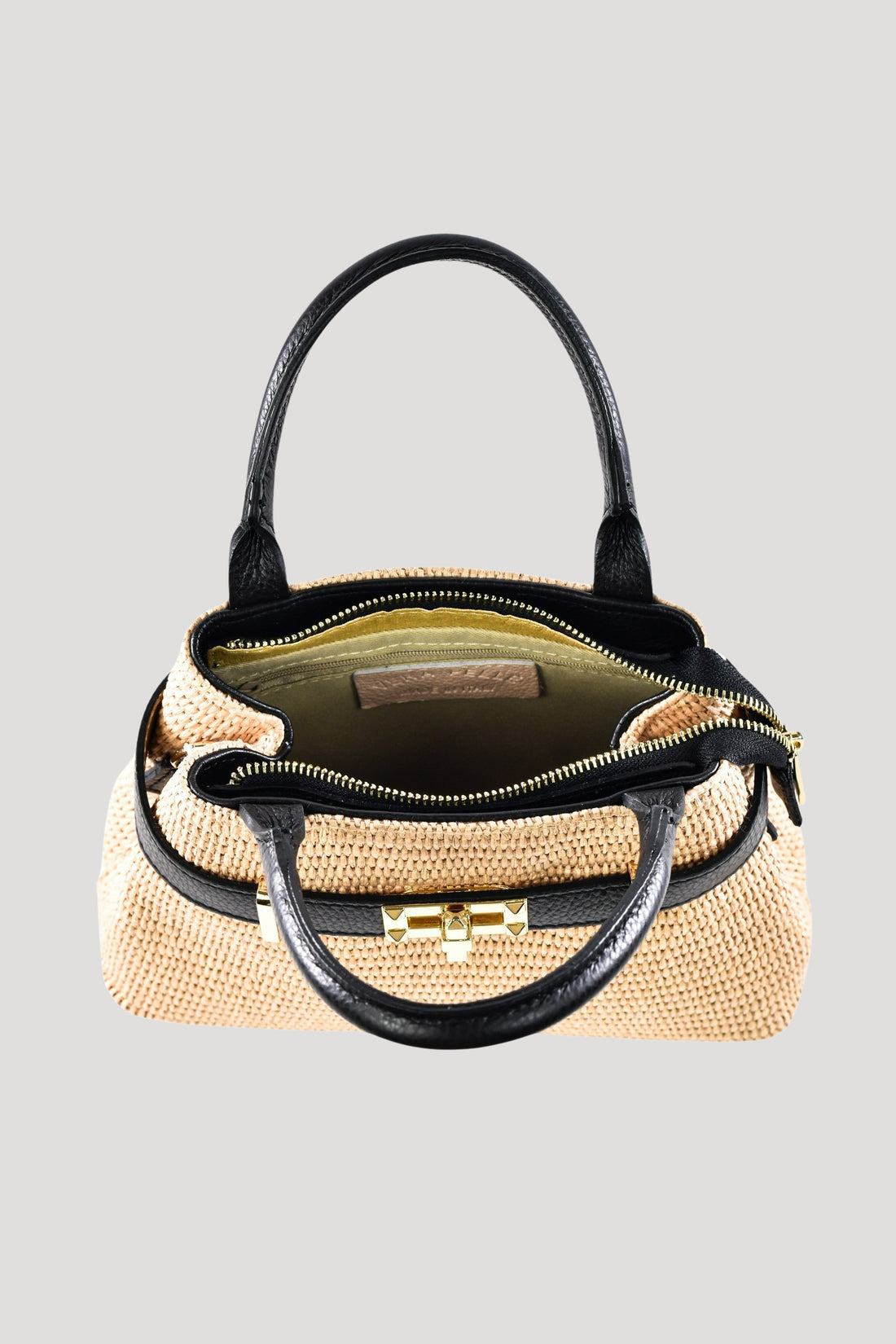 Borsa Elysia in pelle e rafia Nero