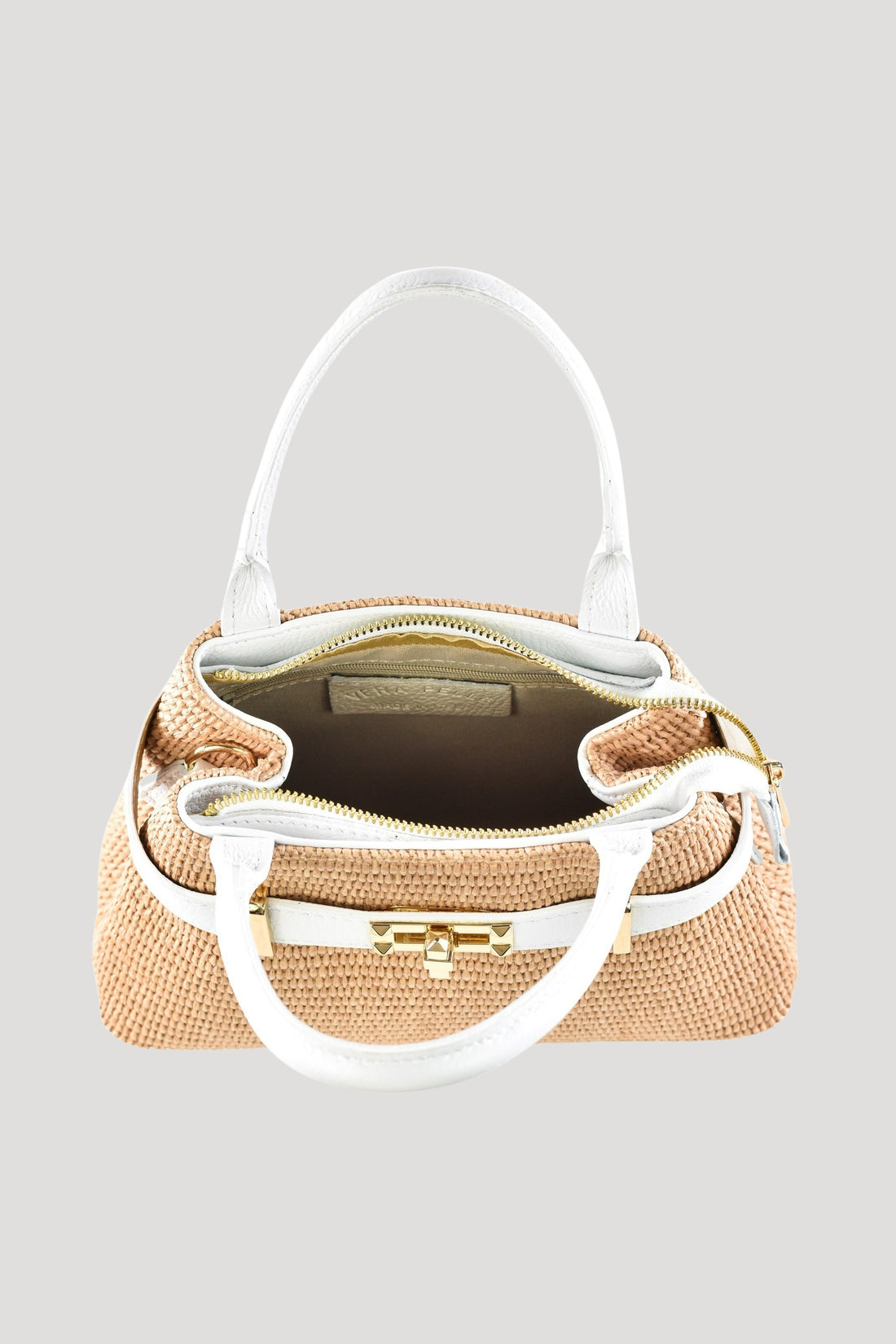 Borsa Elysia in pelle e rafia Bianco