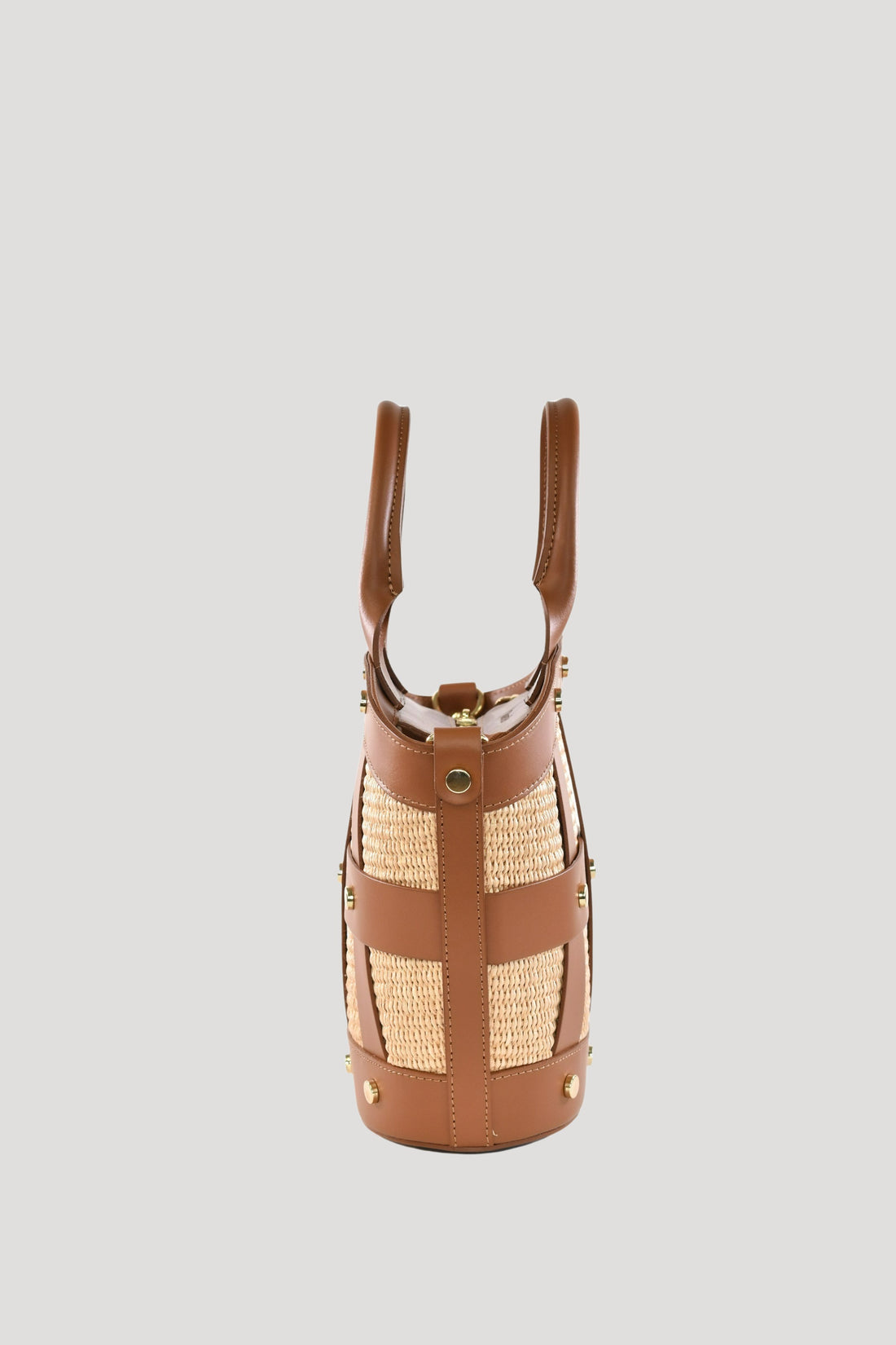 Borsa Jacqueline in pelle Spazzolata e rafia Cuoio