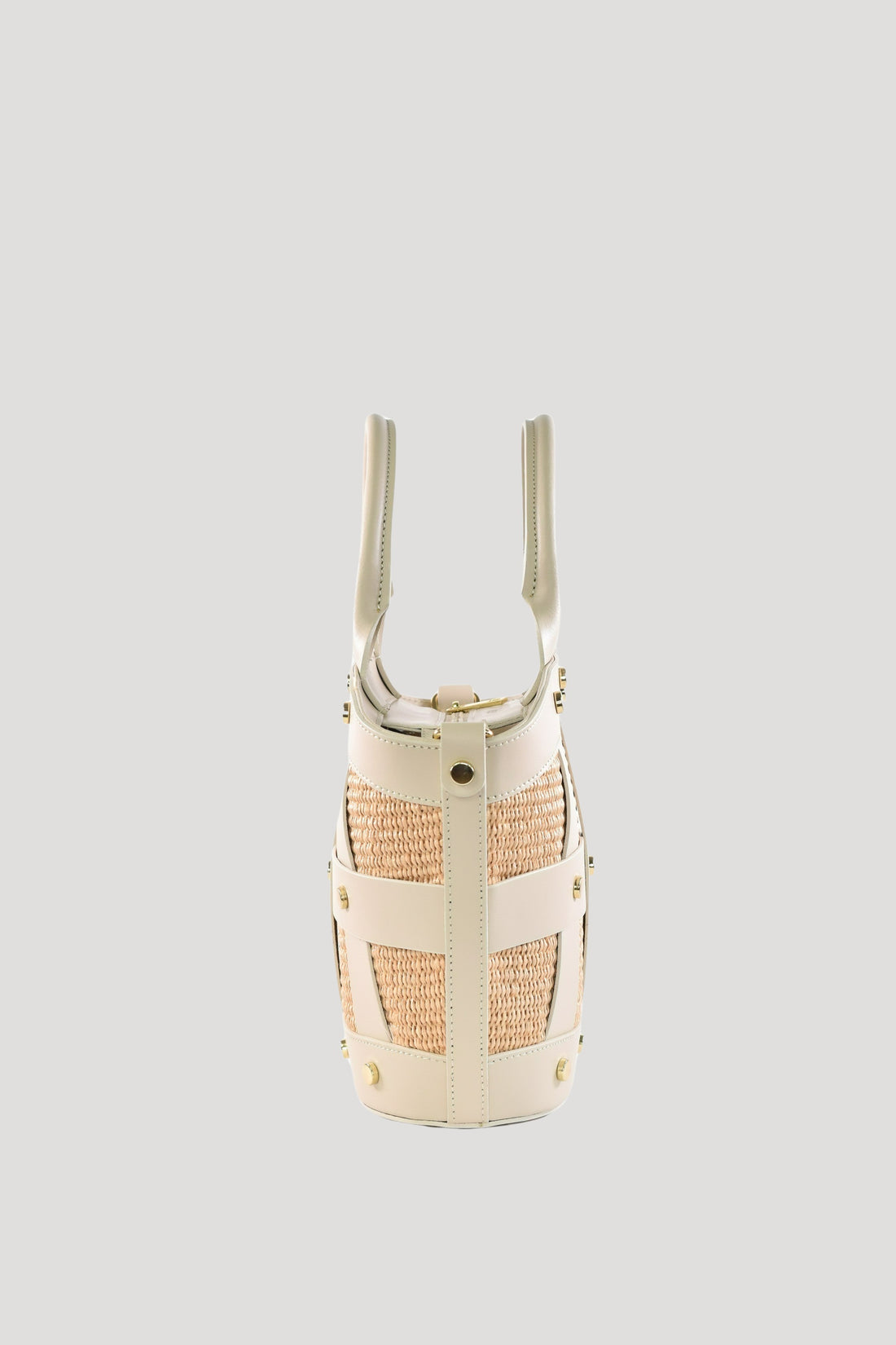 Borsa Jacqueline in pelle Spazzolata e rafia Beige