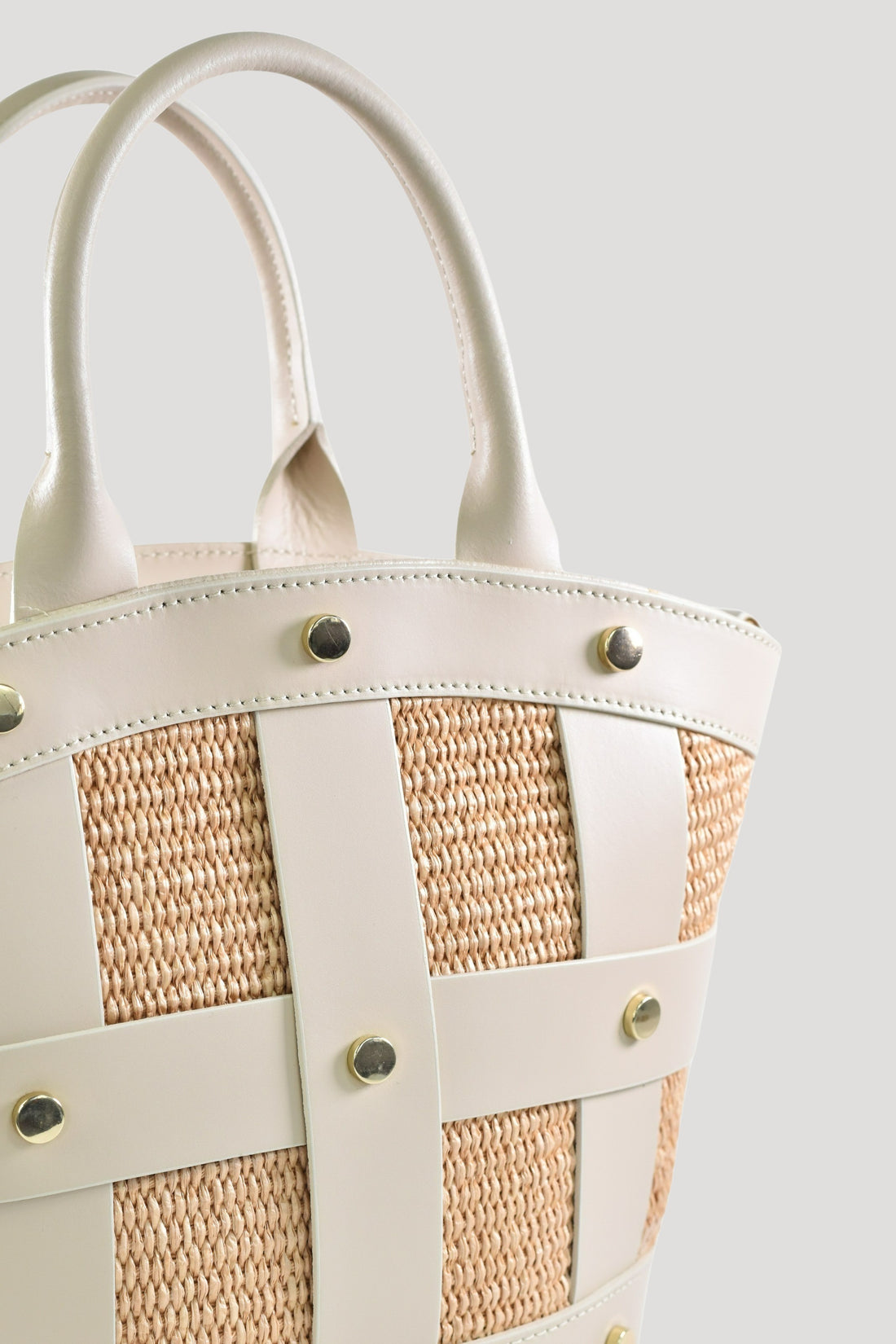 Borsa Jacqueline in pelle Spazzolata e rafia Beige
