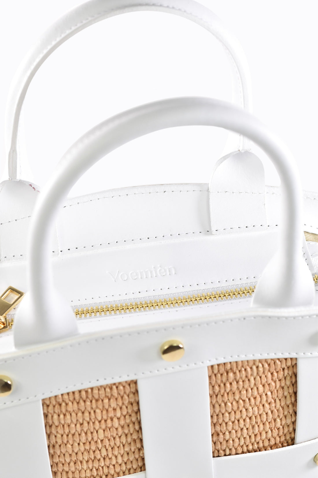 Borsa Jacqueline in pelle Spazzolata e rafia Bianca