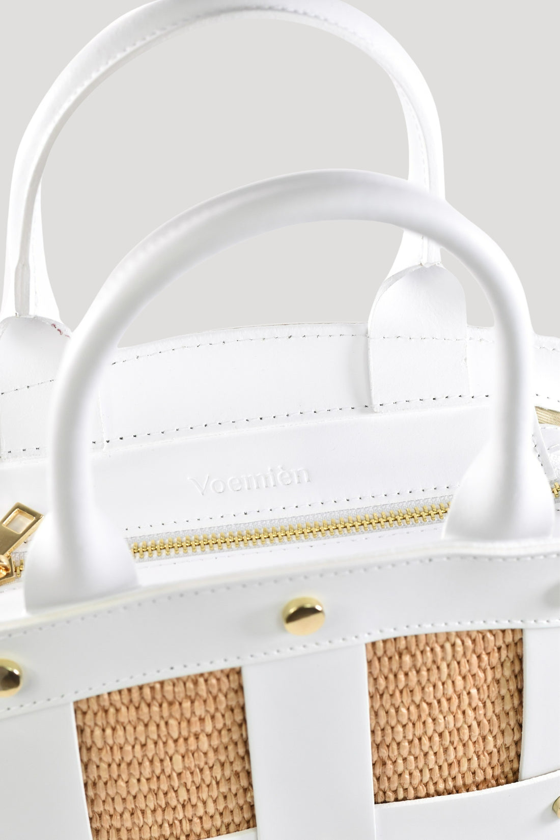 Borsa Jacqueline in pelle Spazzolata e rafia Bianca