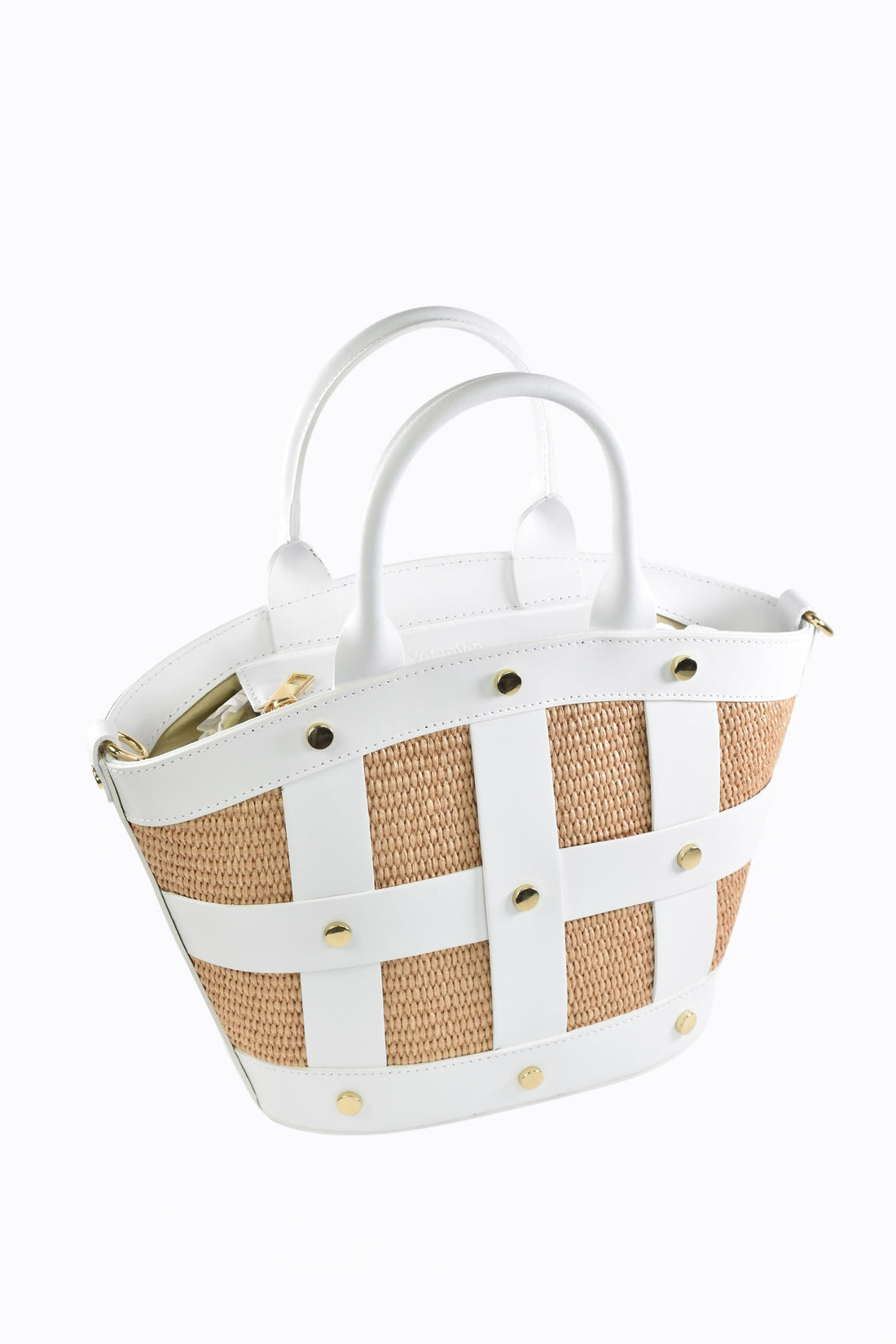 Borsa Jacqueline in pelle Spazzolata e rafia Bianca