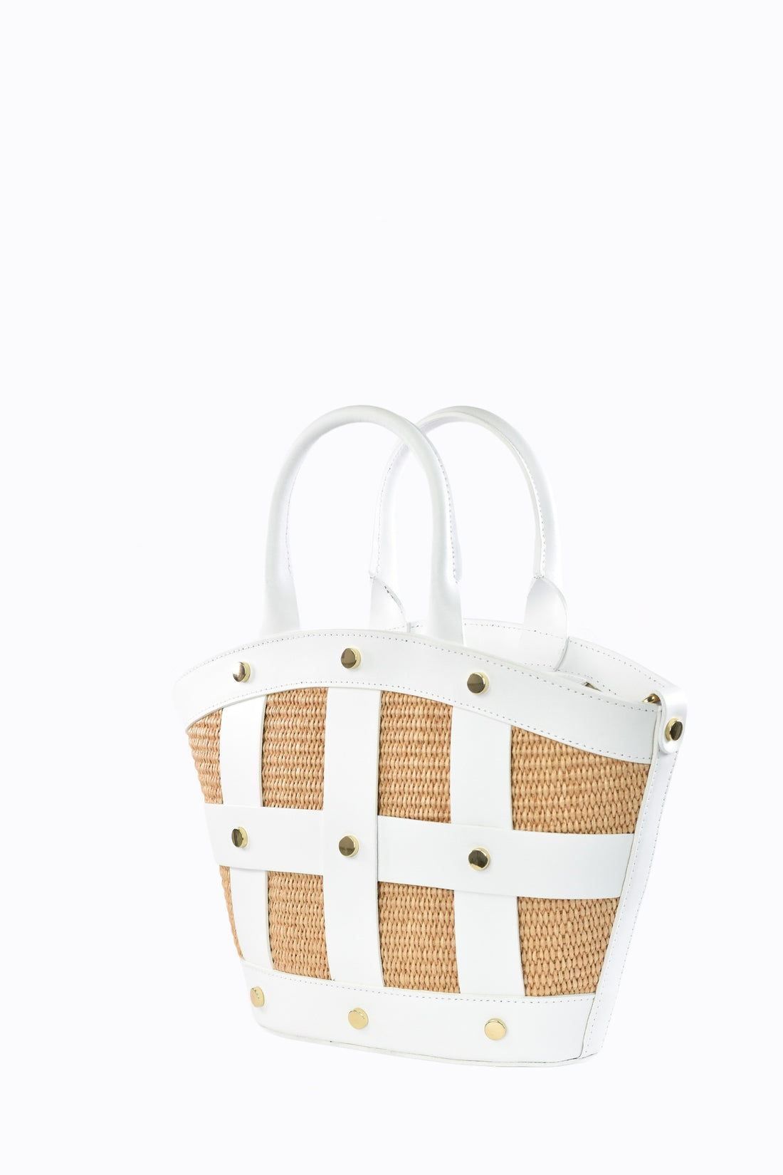 Borsa Jacqueline in pelle Spazzolata e rafia Bianca
