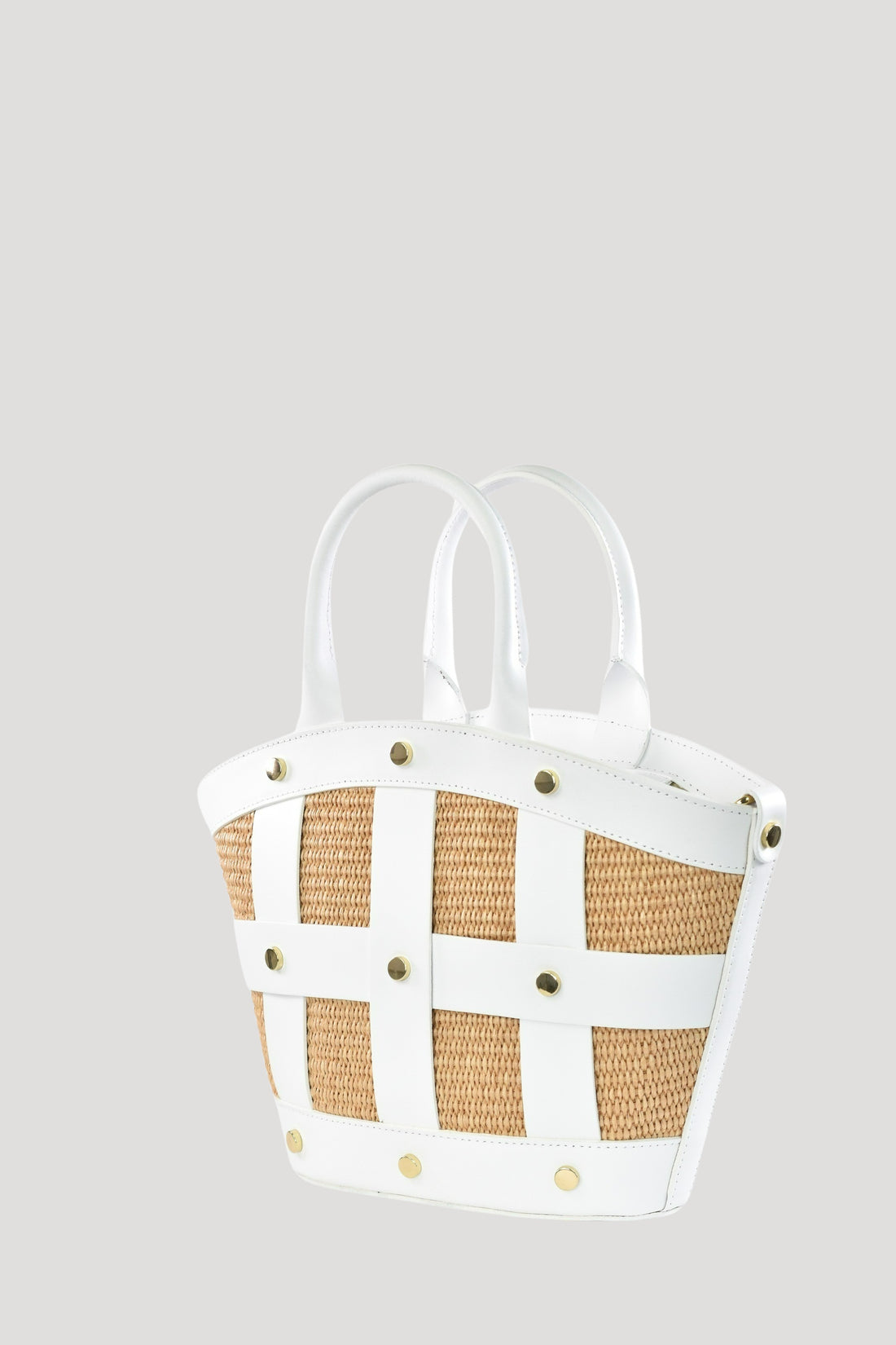 Borsa Jacqueline in pelle Spazzolata e rafia Bianca
