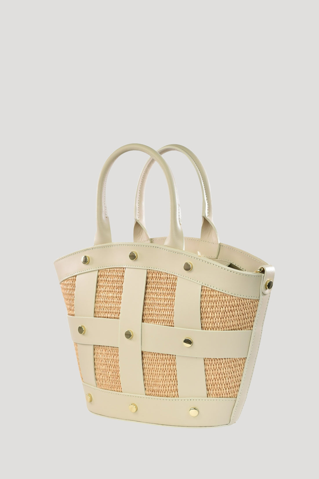 Borsa Jacqueline in pelle Spazzolata e rafia Beige