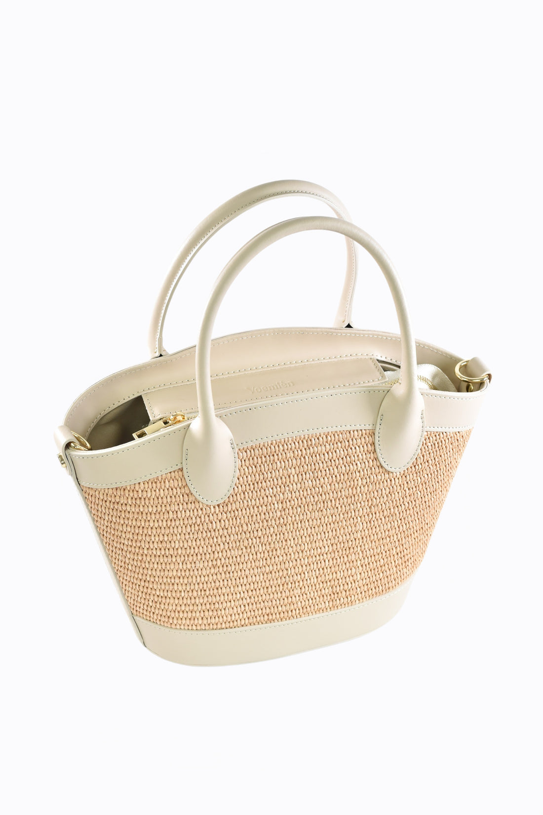 Borsa Marise in pelle Spazzolata e rafia Beige