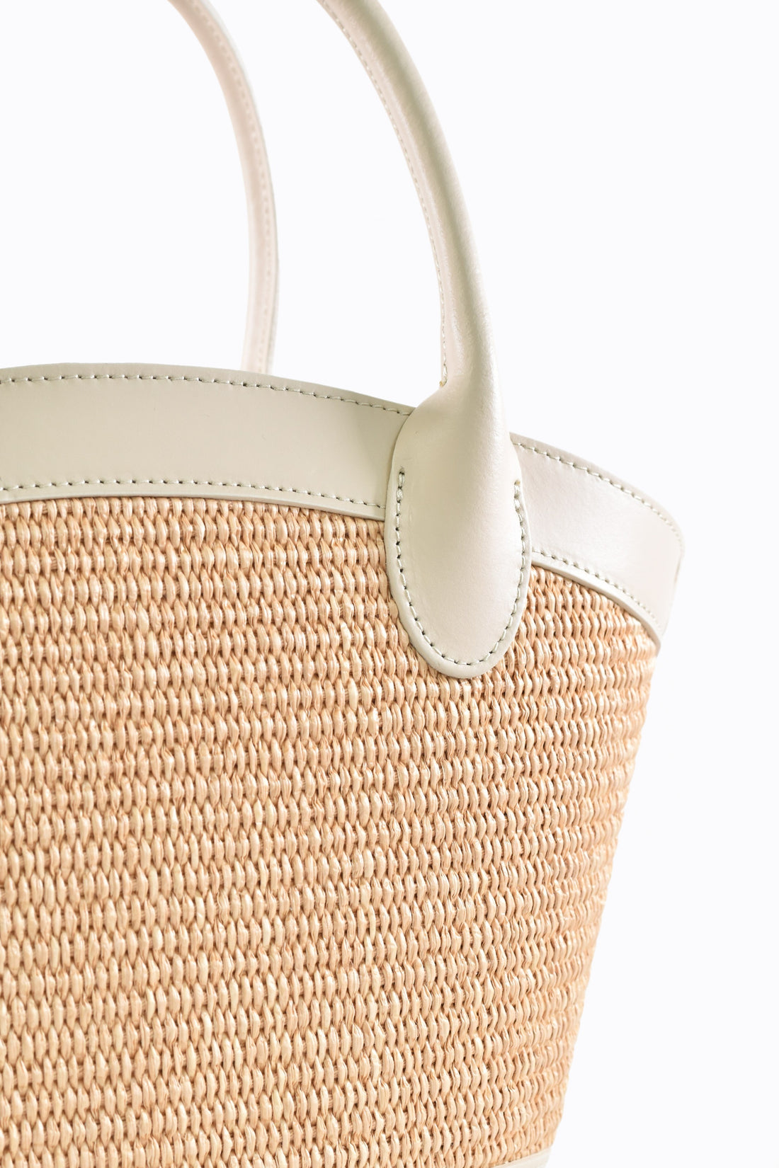Borsa Marise in pelle Spazzolata e rafia Beige