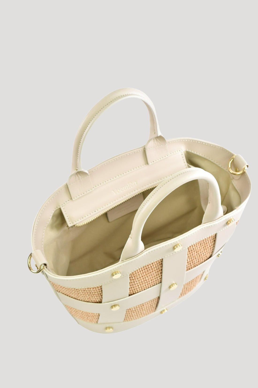 Borsa Jacqueline in pelle Spazzolata e rafia Beige