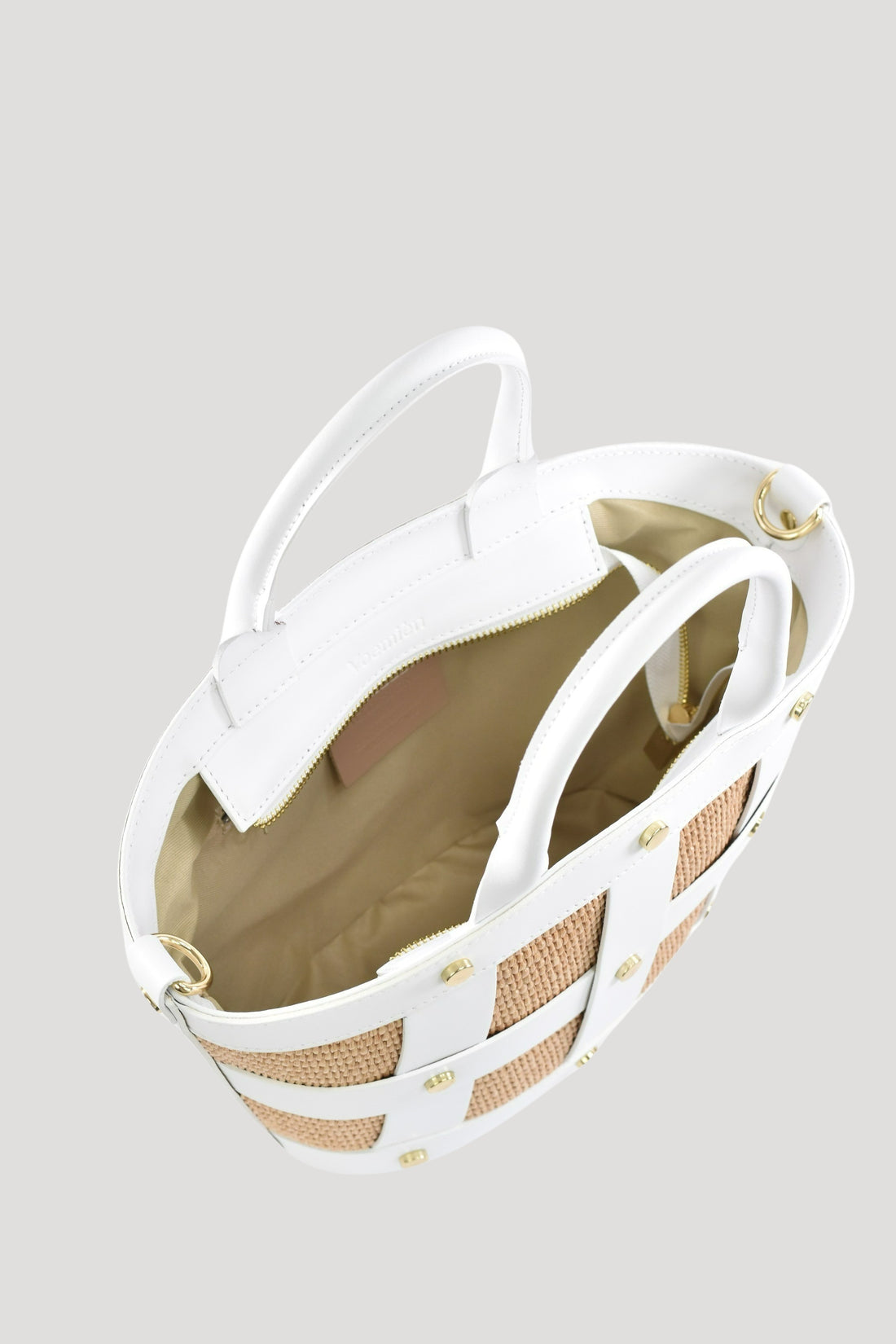 Borsa Jacqueline in pelle Spazzolata e rafia Bianca