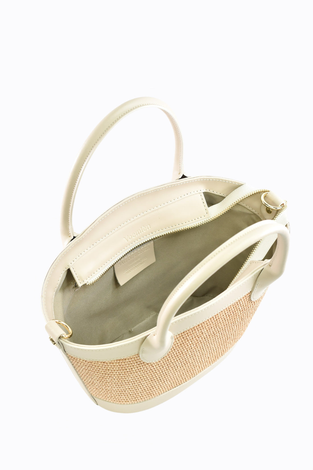 Borsa Marise in pelle Spazzolata e rafia Beige