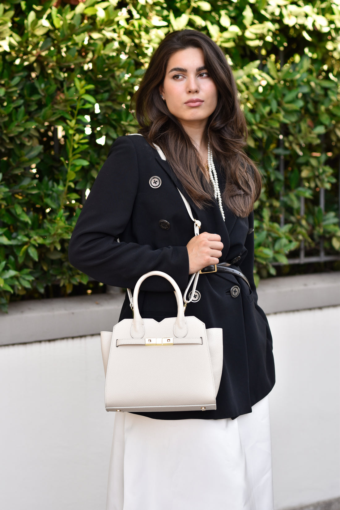 Borsa Meredith in pelle Togo Beige