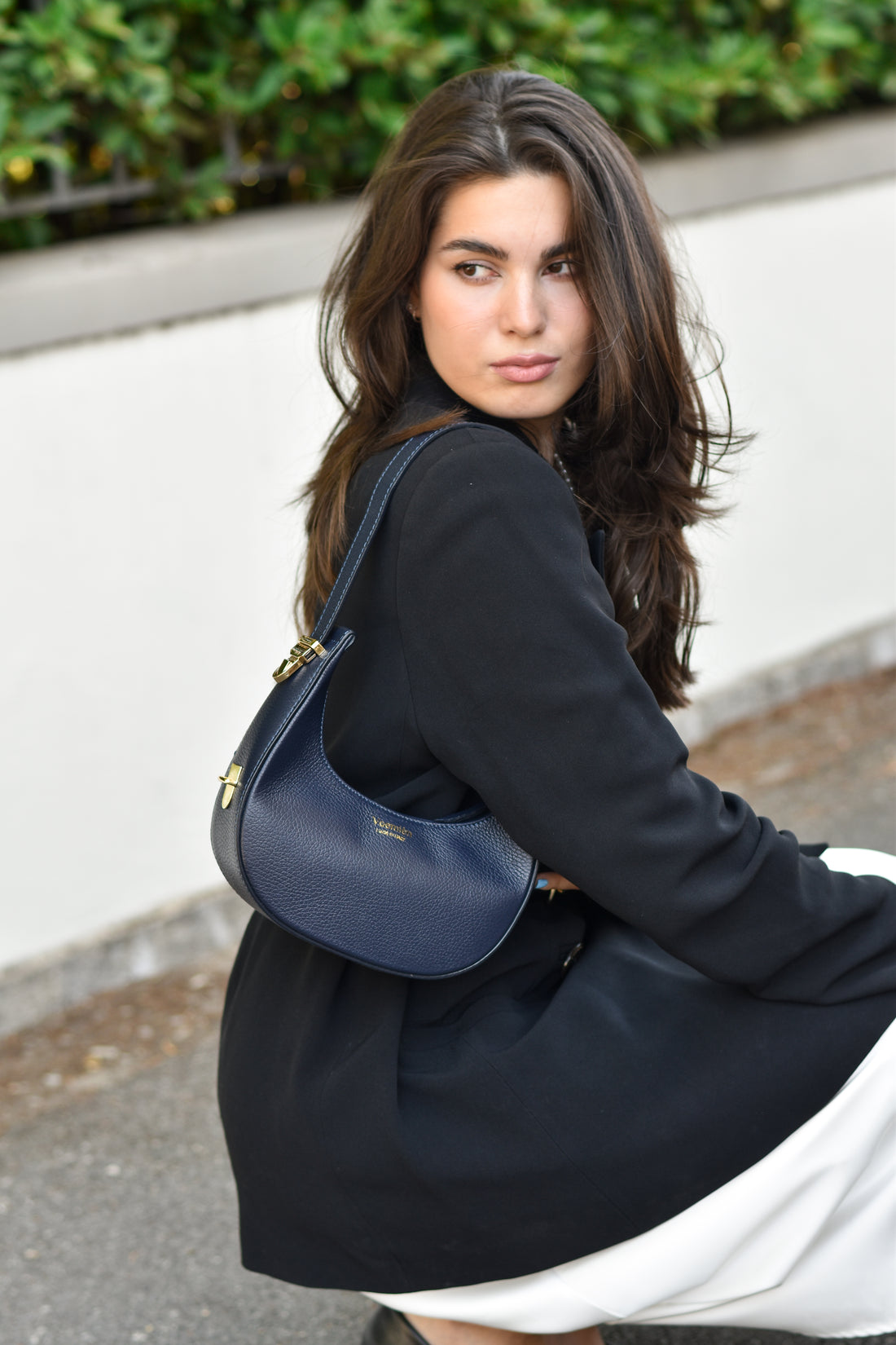 Borsa Blaire in pelle Dollaro Blu Navy