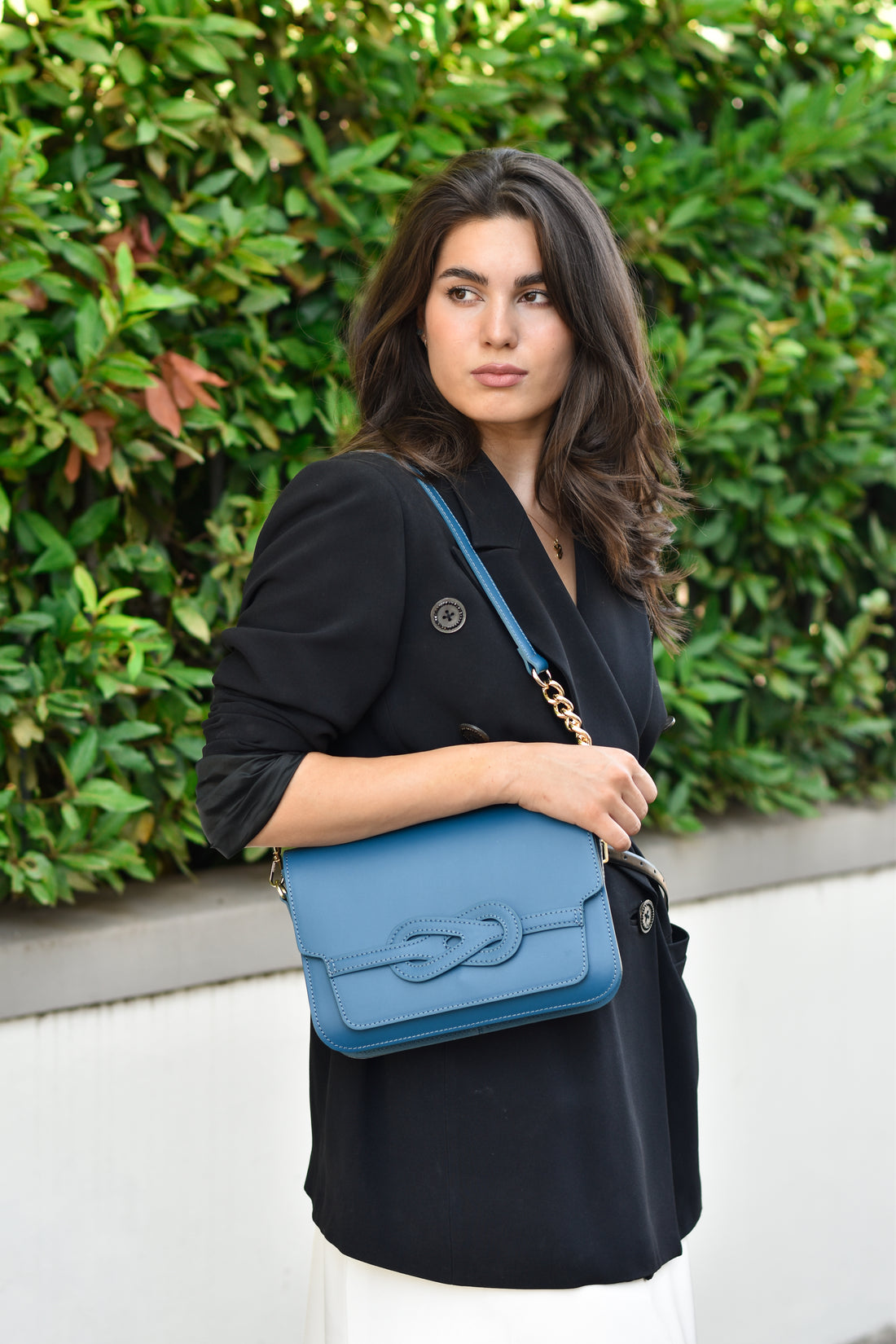 Borsa Josephine in pelle Spazzolata Blu Petrolio