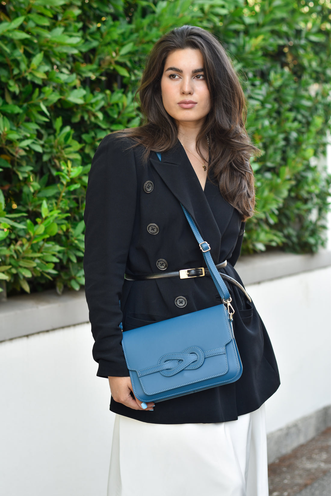 Borsa Josephine in pelle Spazzolata Blu Petrolio