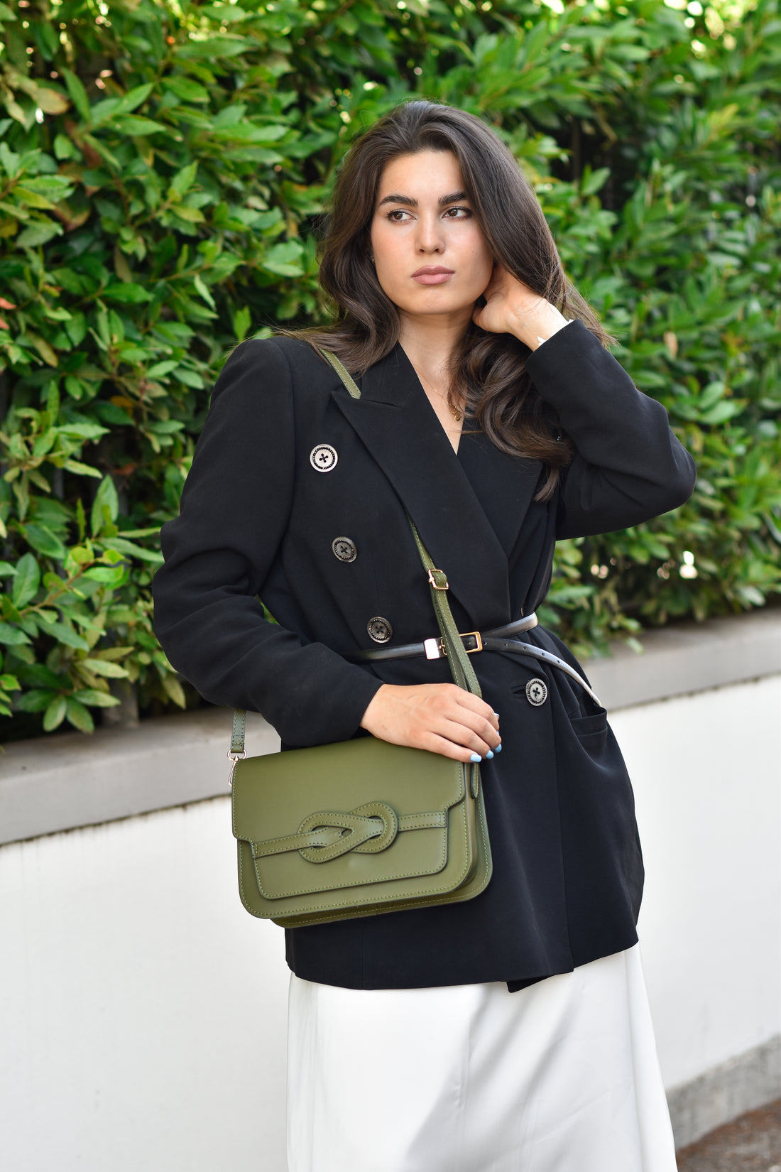 Borsa Josephine in pelle Spazzolata Verde Militare