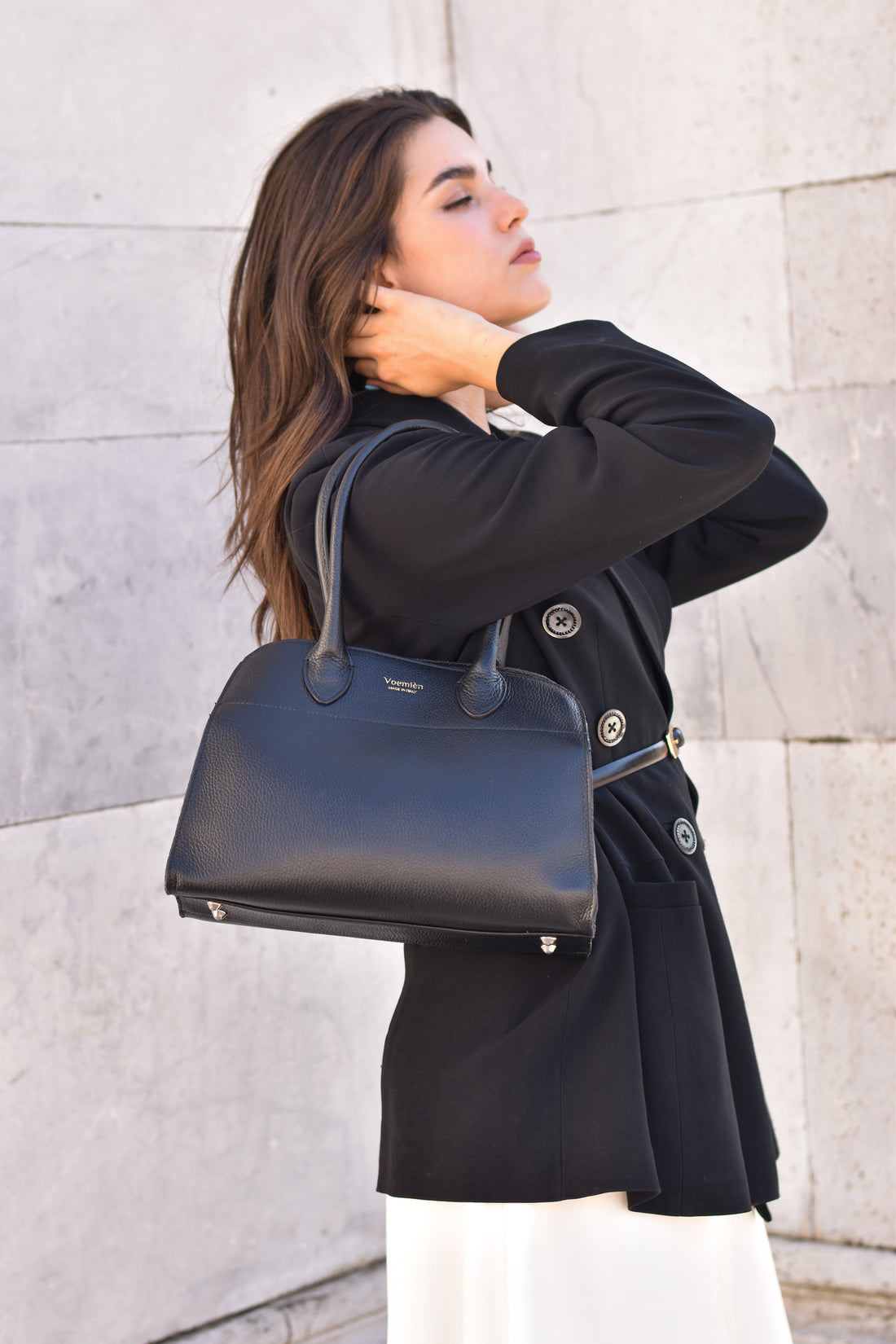 Borsa Genevieve in pelle Dollaro Nera