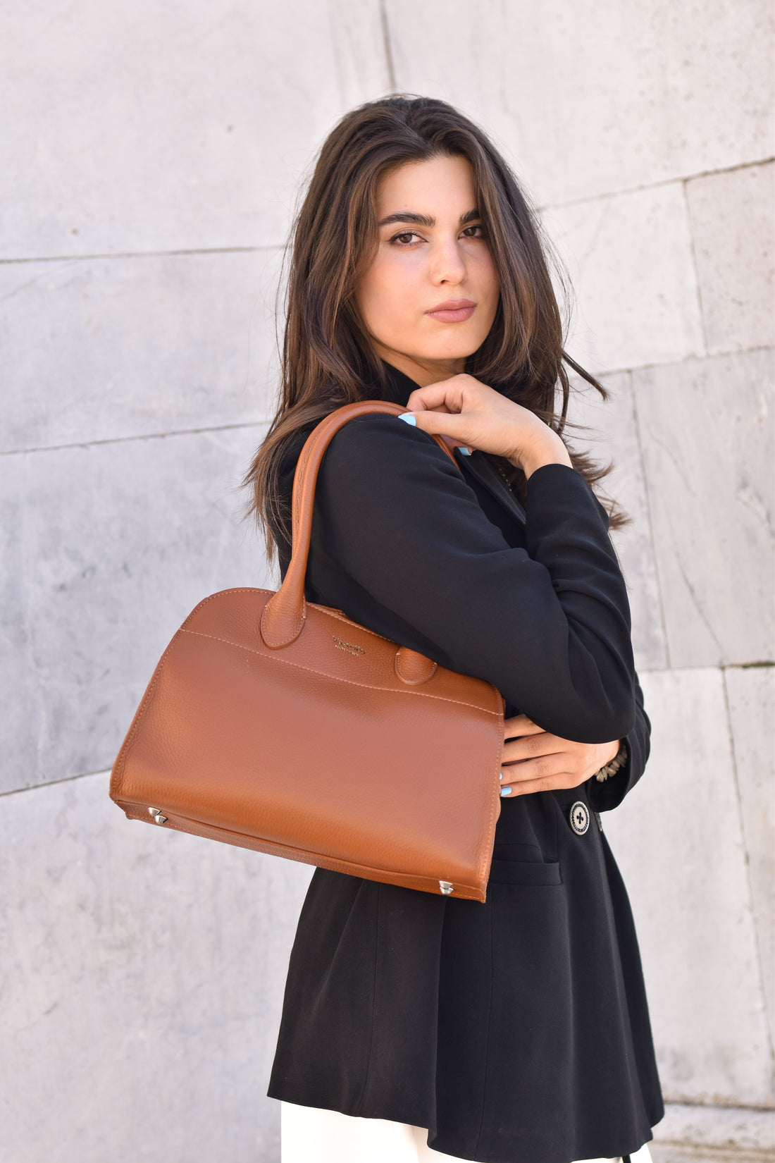 Borsa Genevieve in pelle Dollaro Cuoio