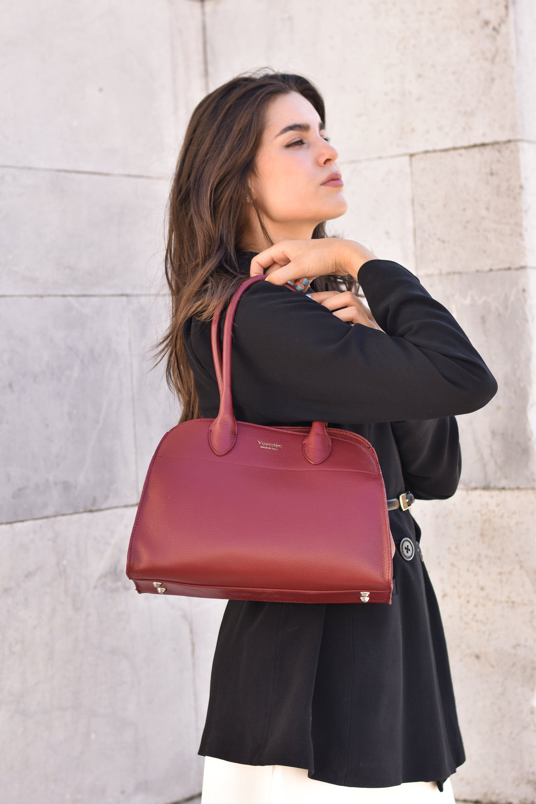 Borsa Genevieve in pelle Dollaro Rosso Corallo