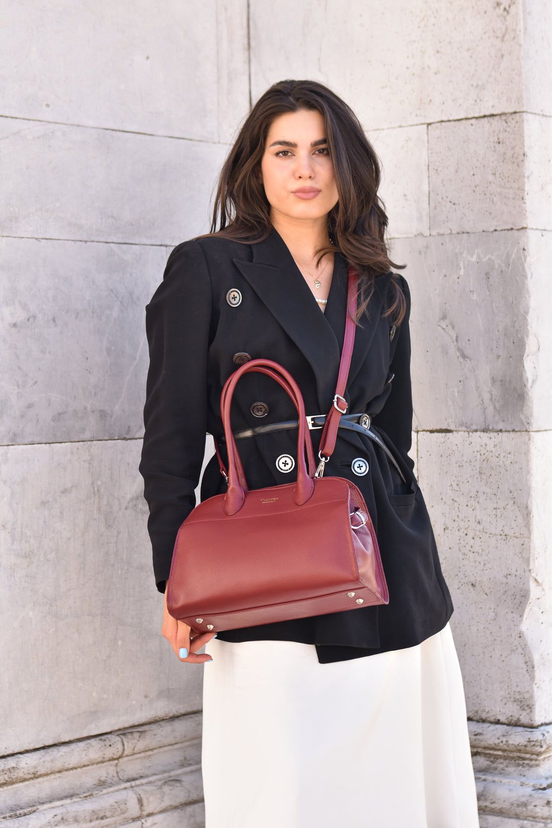 Borsa Genevieve in pelle Dollaro Rosso Corallo