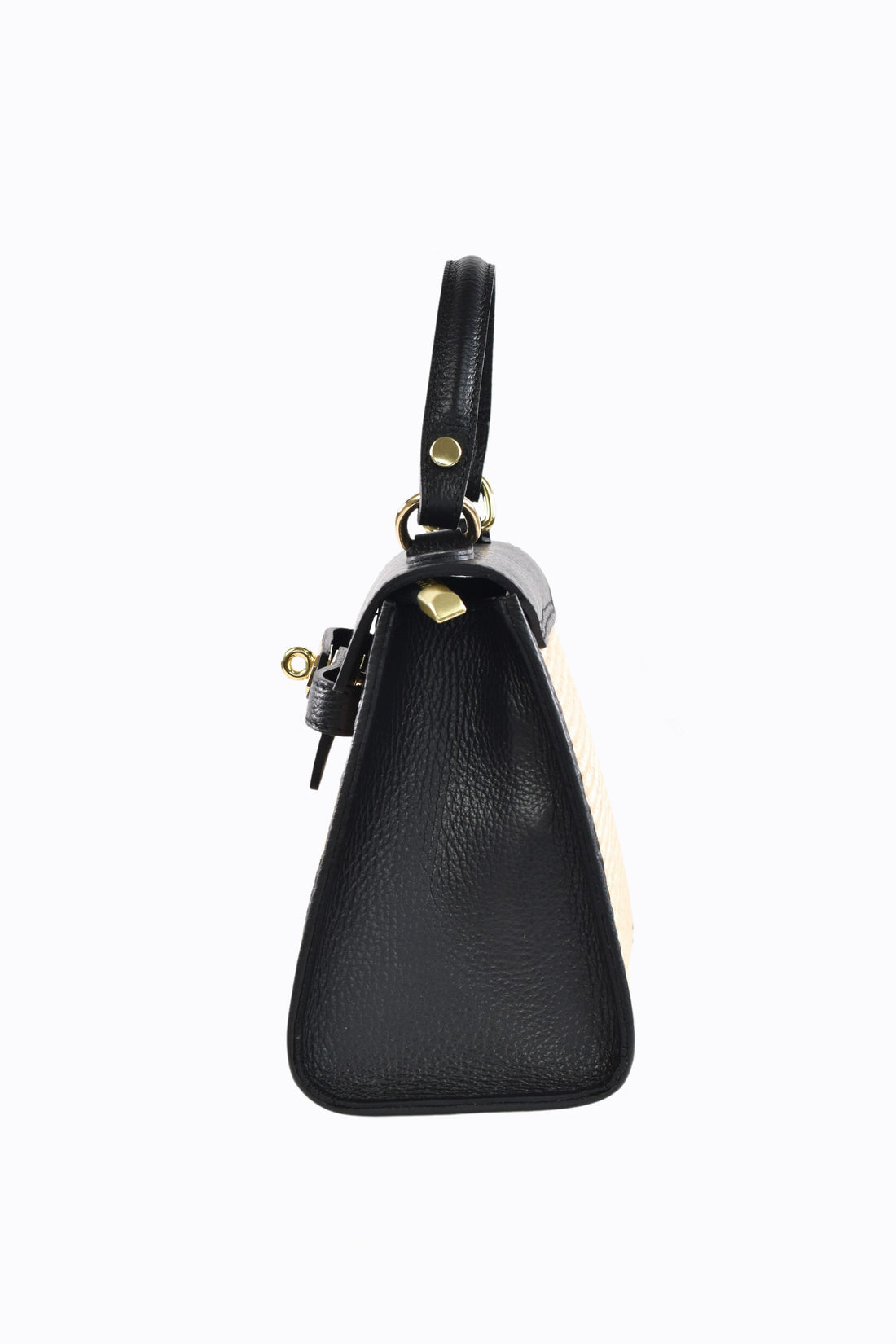Borsa Freydis in pelle Dollaro e Rafia Nera