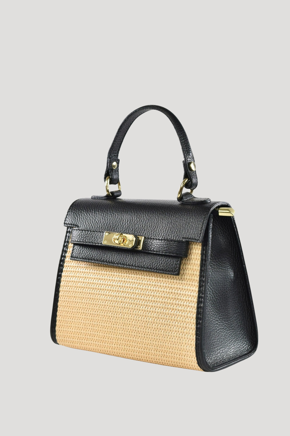 Borsa Freydis in pelle Dollaro e Rafia Nera