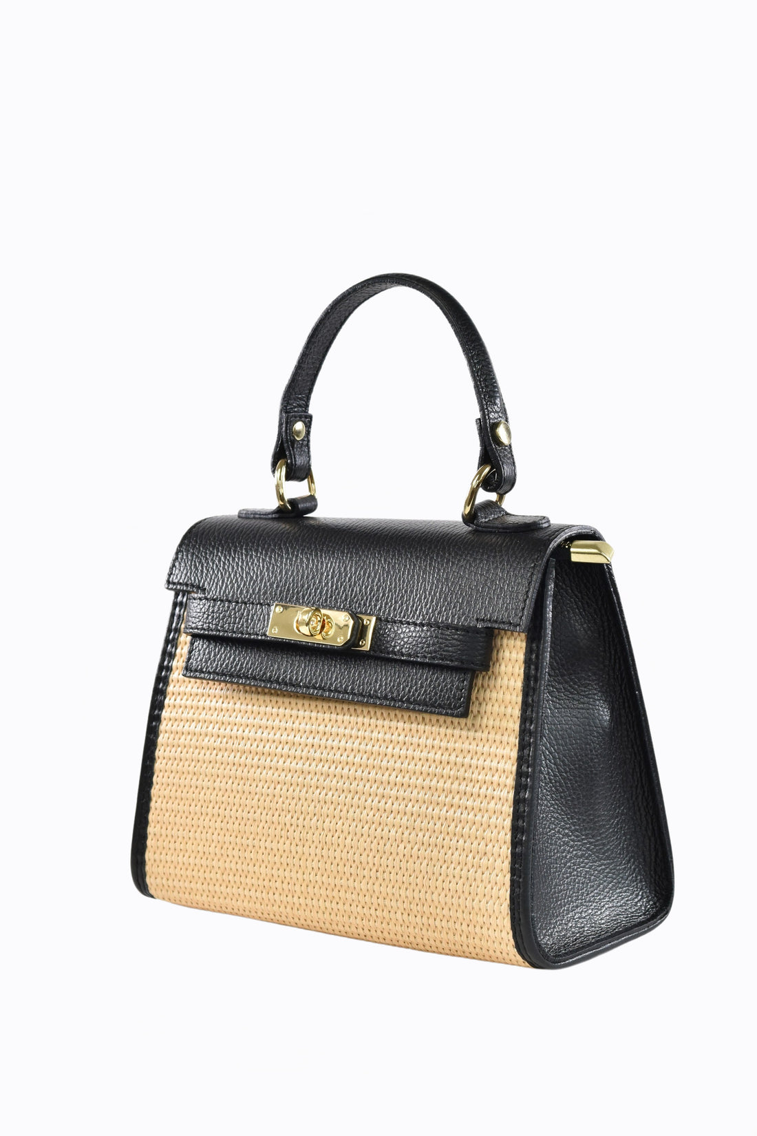 Borsa Freydis in pelle Dollaro e Rafia Nera