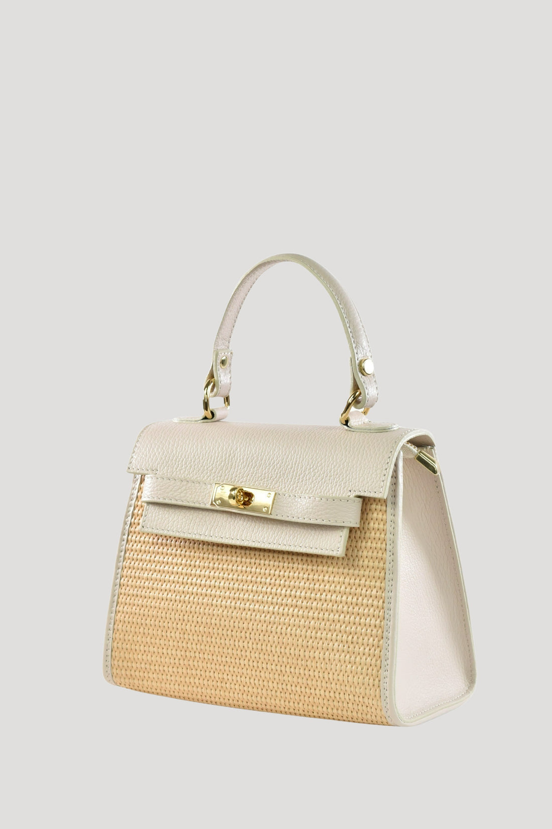Borsa Freydis in pelle Dollaro e Rafia Beige