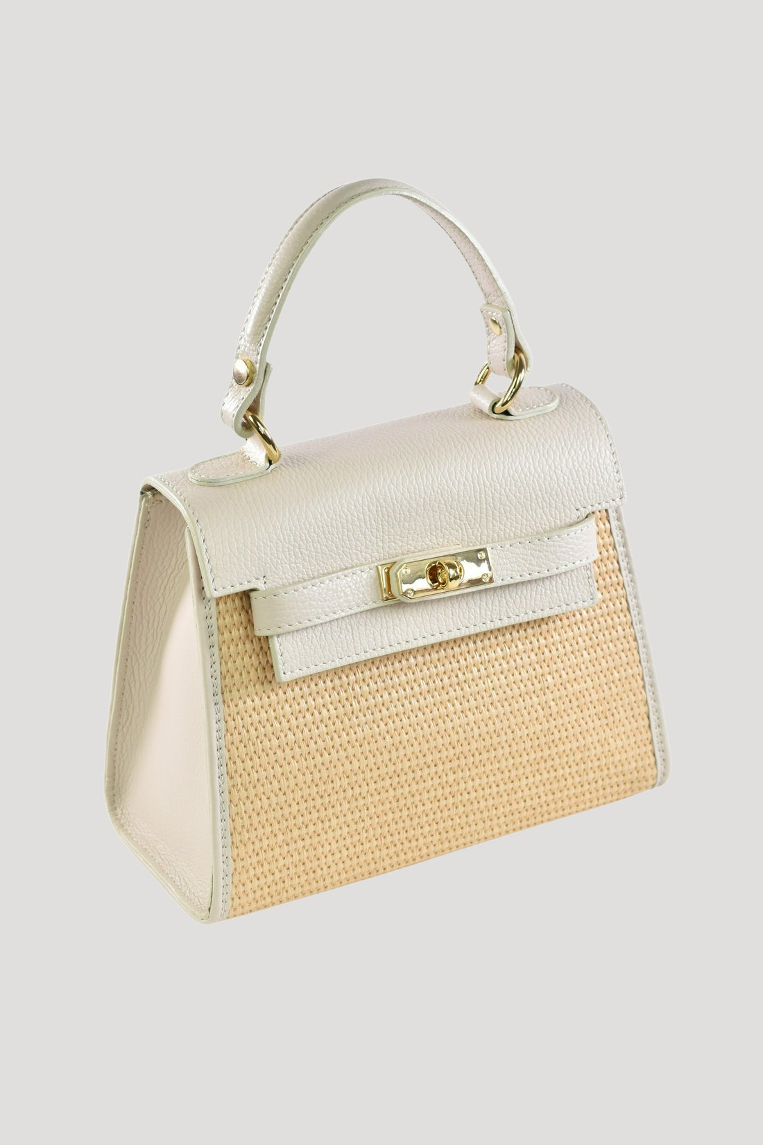 Borsa Freydis in pelle Dollaro e Rafia Beige