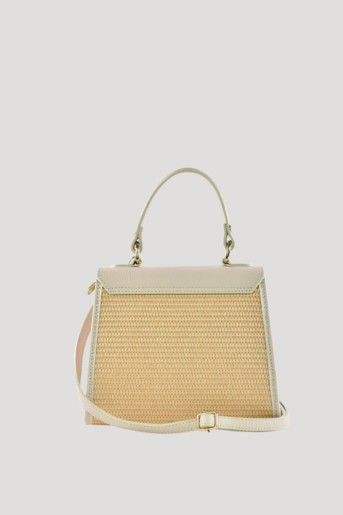 Borsa Freydis in pelle Dollaro e Rafia Beige