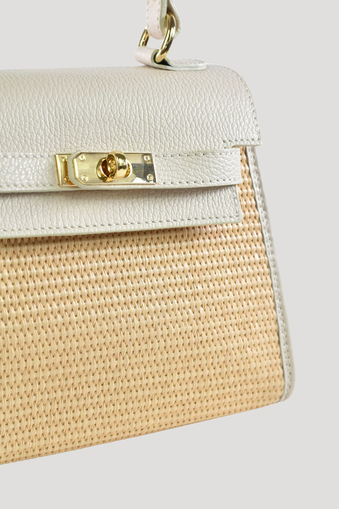 Borsa Freydis in pelle Dollaro e Rafia Beige