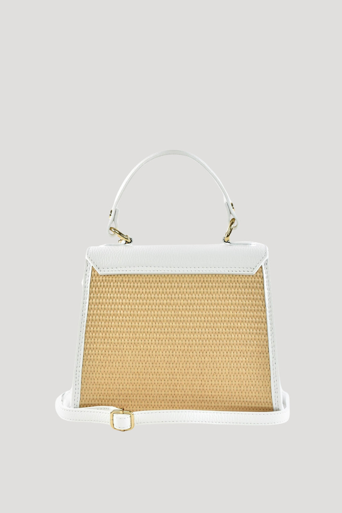 Borsa Freydis in pelle Dollaro e Rafia Bianca