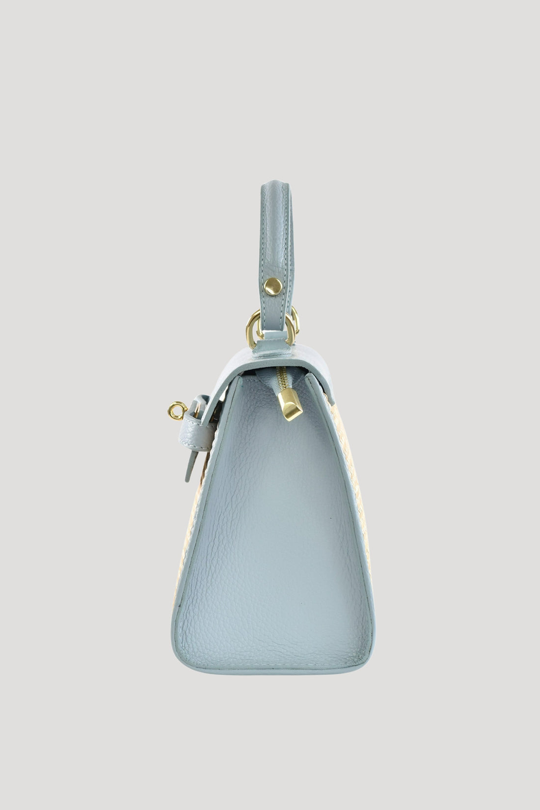 Borsa Freydis in pelle Dollaro e Rafia di Vienna Celeste